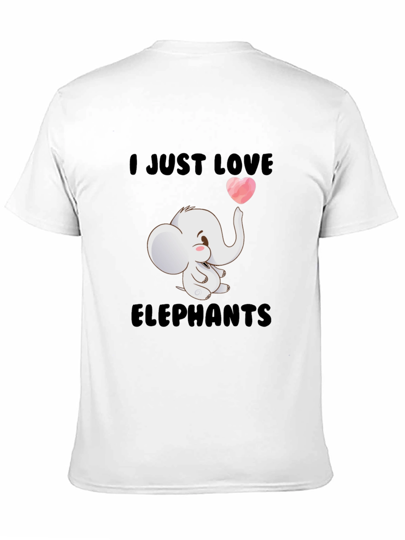 Black I Love Elephants Black T-Shirt view 11