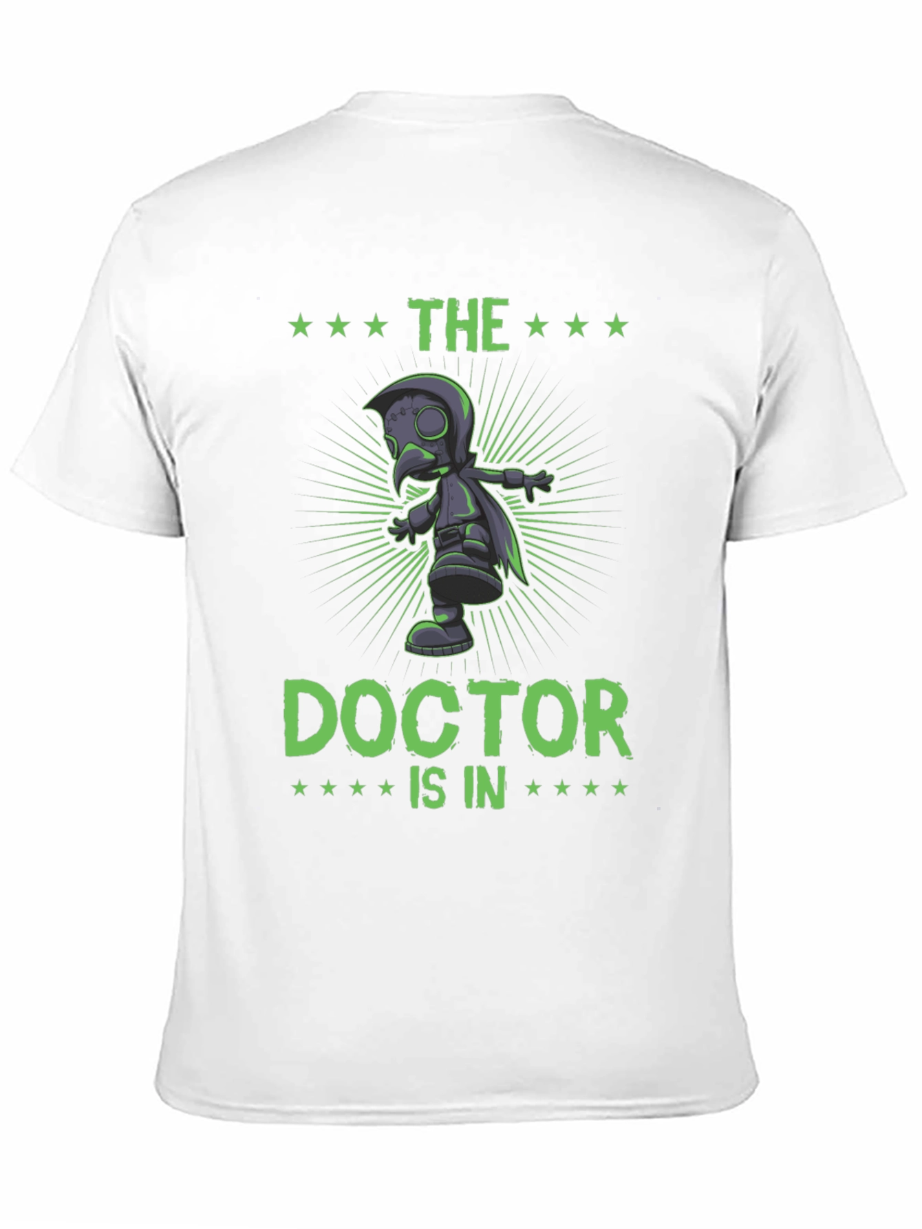 Black The Doctor Is In T-Shirt Plague Doctor Graphic Novelty Tee view 11
