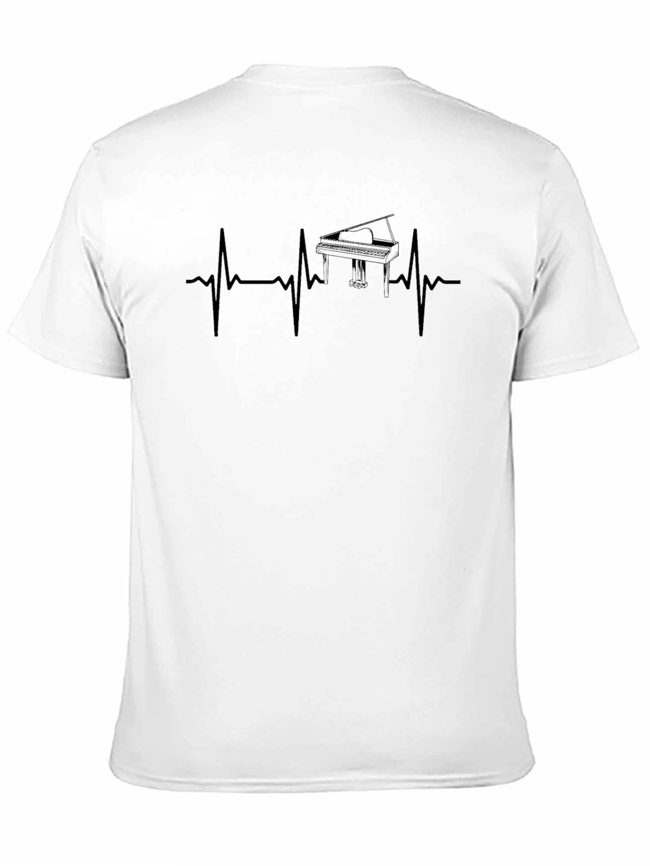 Black Piano Heartbeat Graphic T-Shirt - Music Lover Tee view 11
