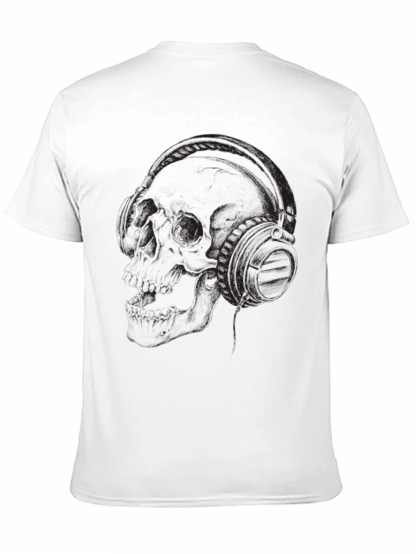 Black Skull and Headphones Graphic T-Shirt - Dark Style view 11