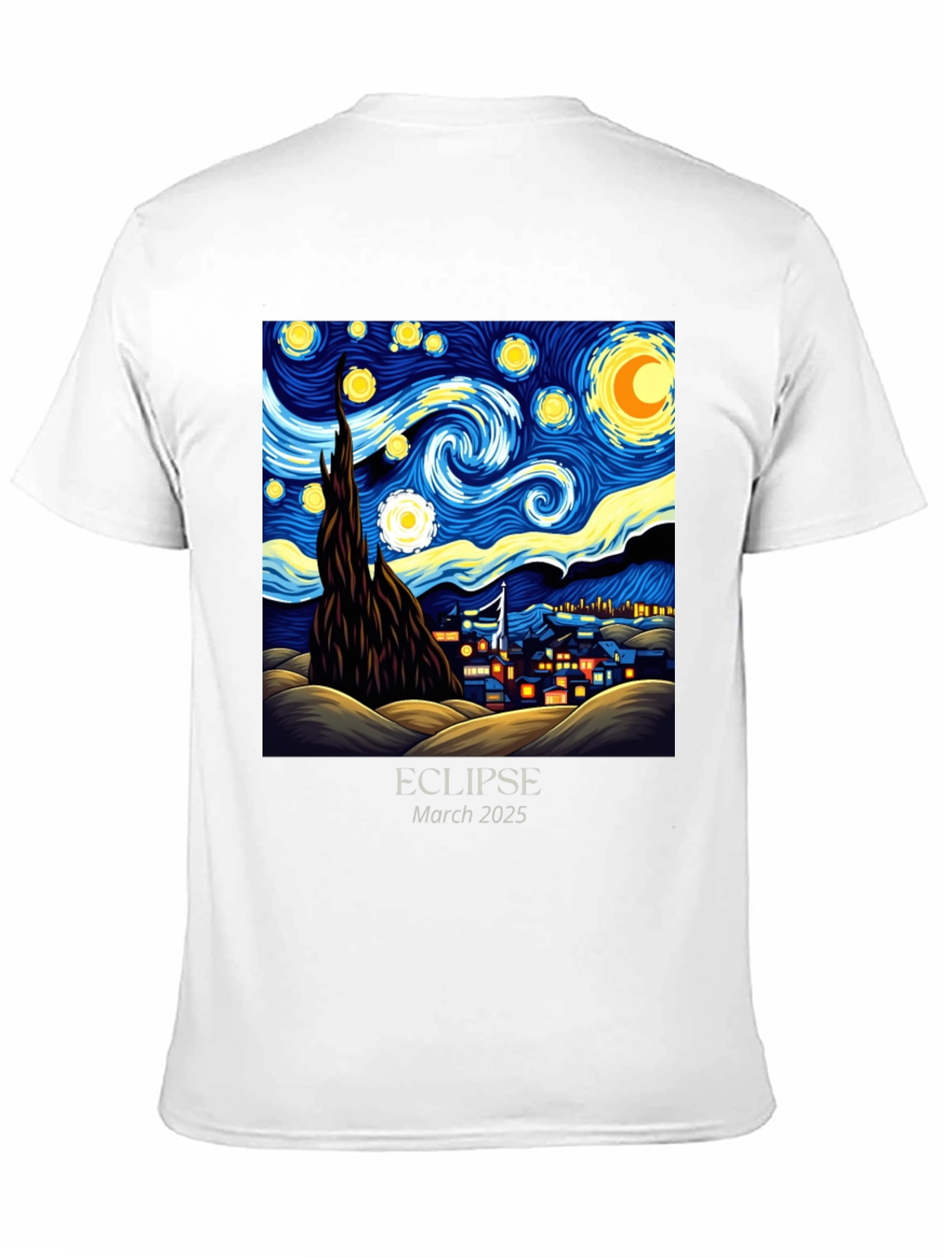 Black Starry Night Eclipse 2025 Graphic Tee view 11