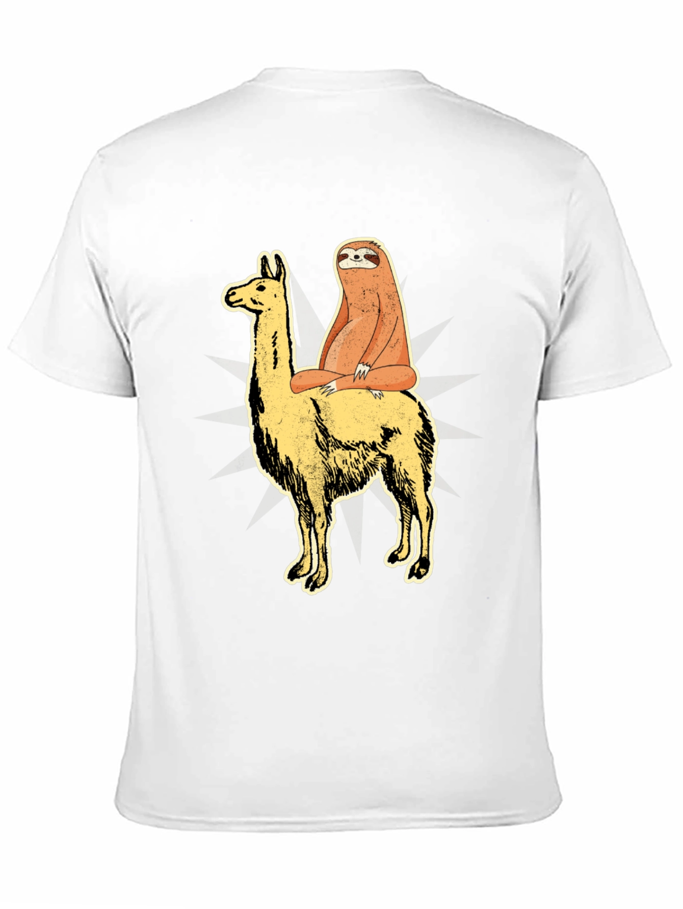 Black Sloth Riding Llama Graphic Tee - Unisex T-Shirt view 11