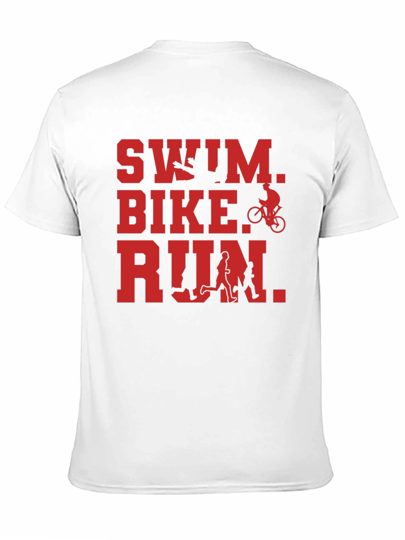 Black Swim Bike Run Triathlon T-Shirt - Black view 11