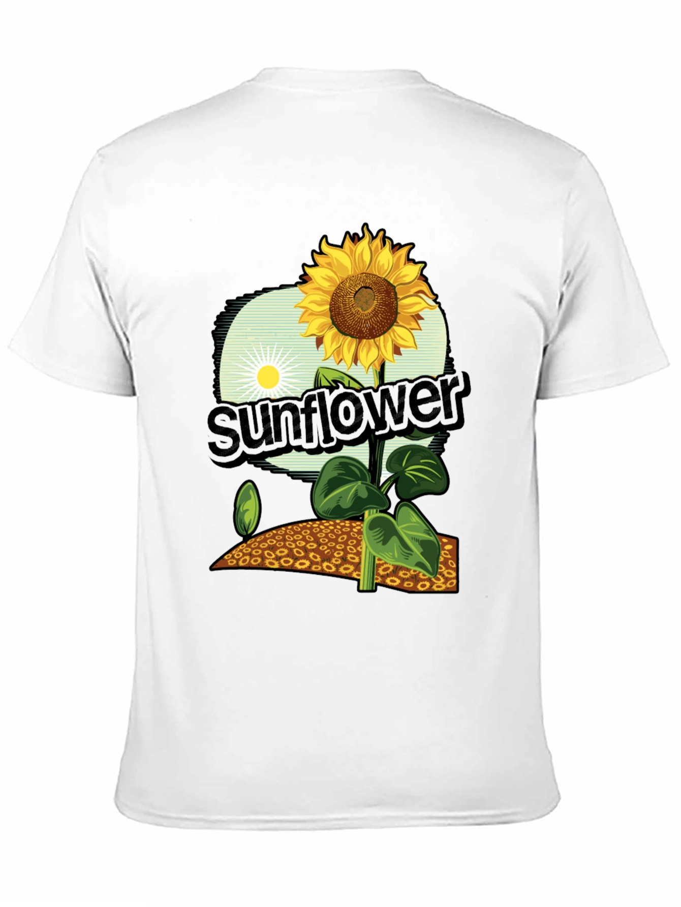 Black Sunflower Graphic Print T-Shirt - Black Cotton Tee view 11