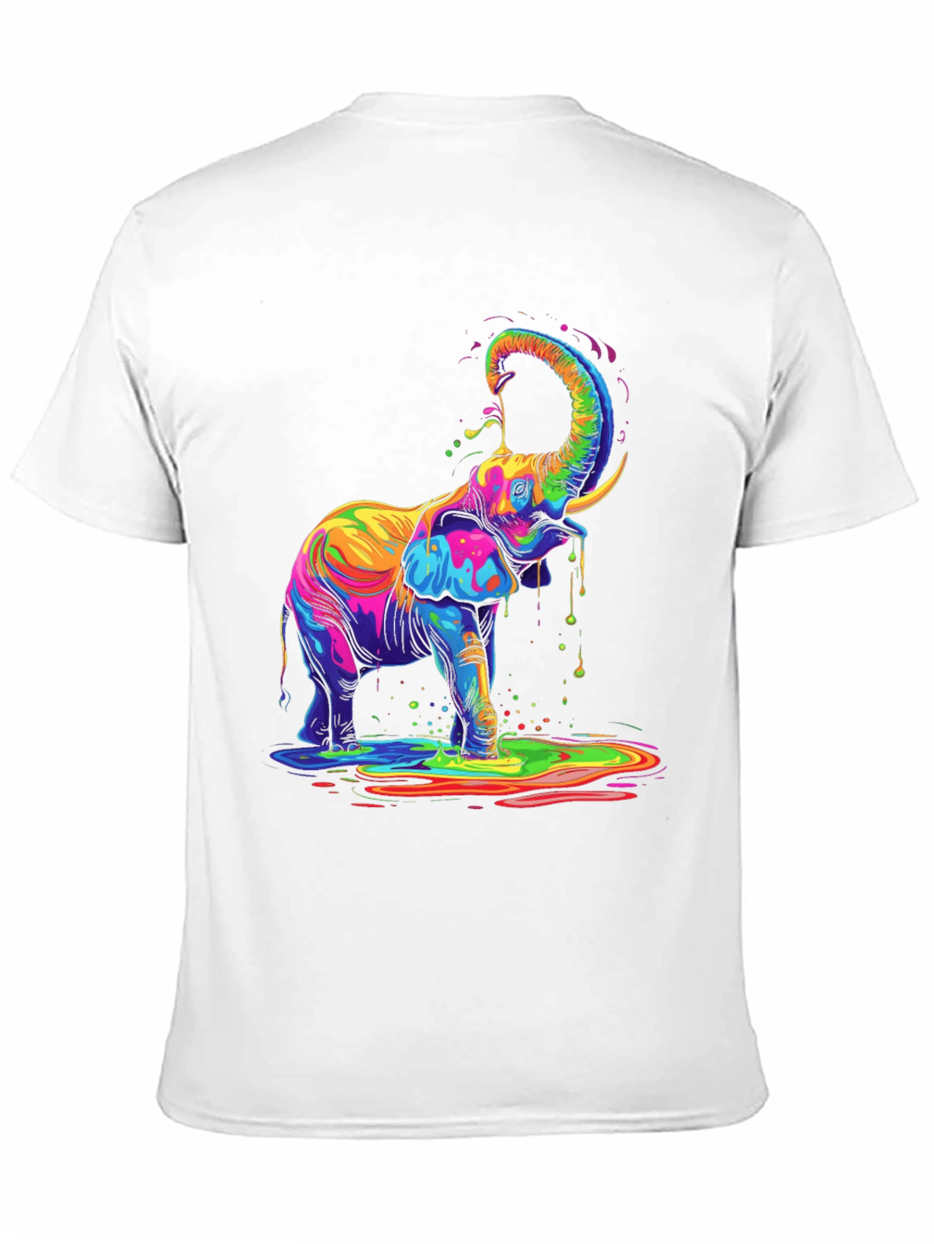 Black Colorful Elephant Graphic Tee - Black Cotton T-Shirt view 11
