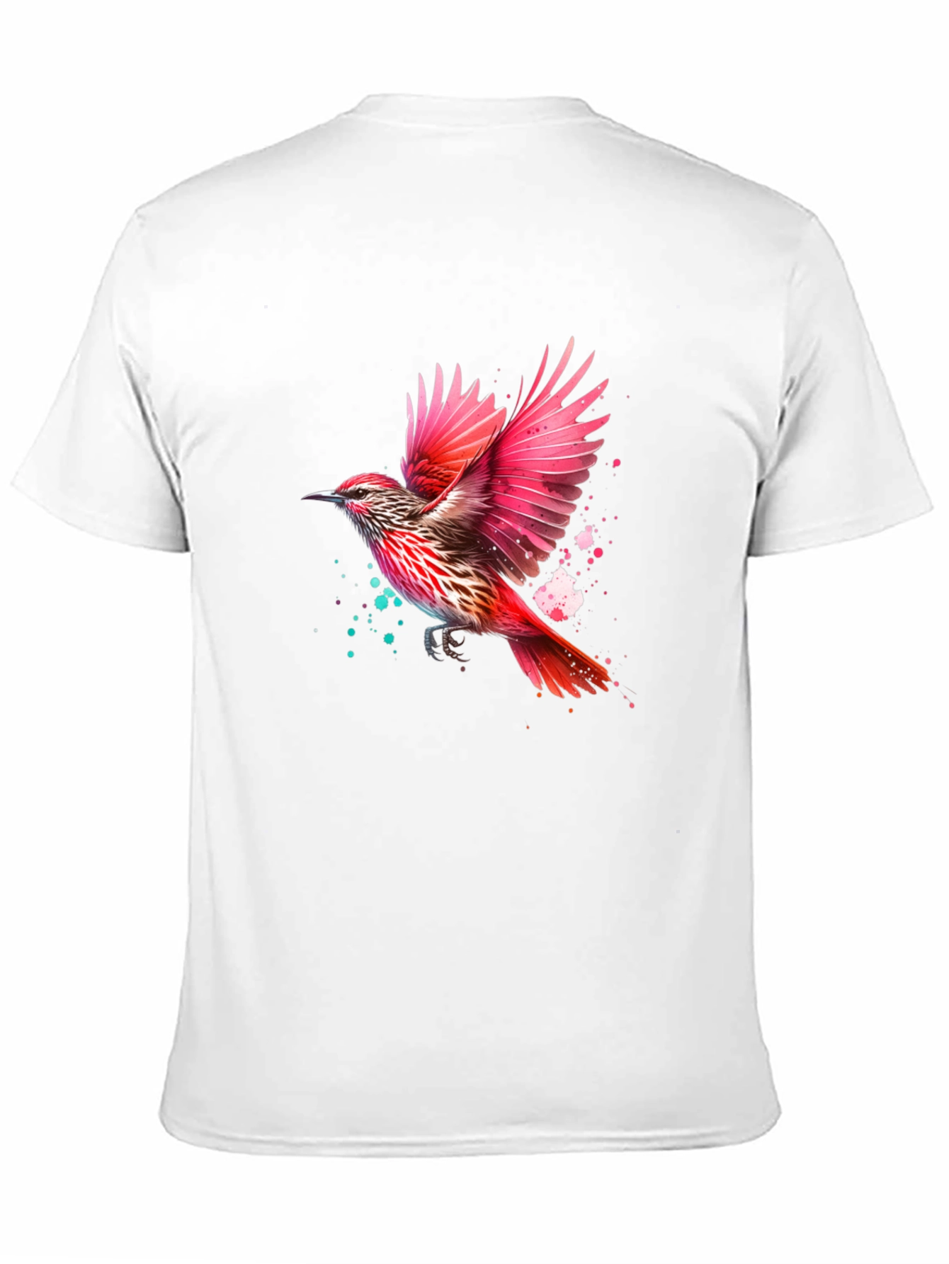 Black Vibrant Bird Print Black T-Shirt view 11