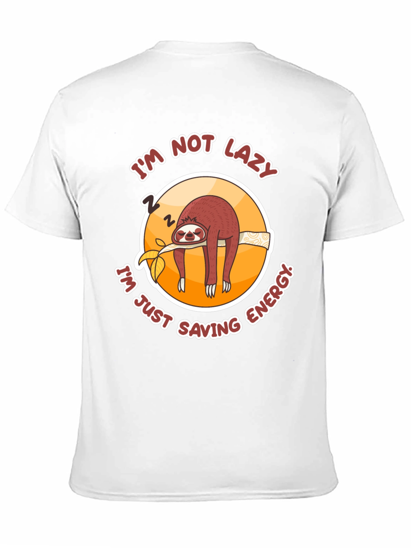 Black Funny Sloth T-Shirt: I'm Not Lazy, Saving Energy! view 11