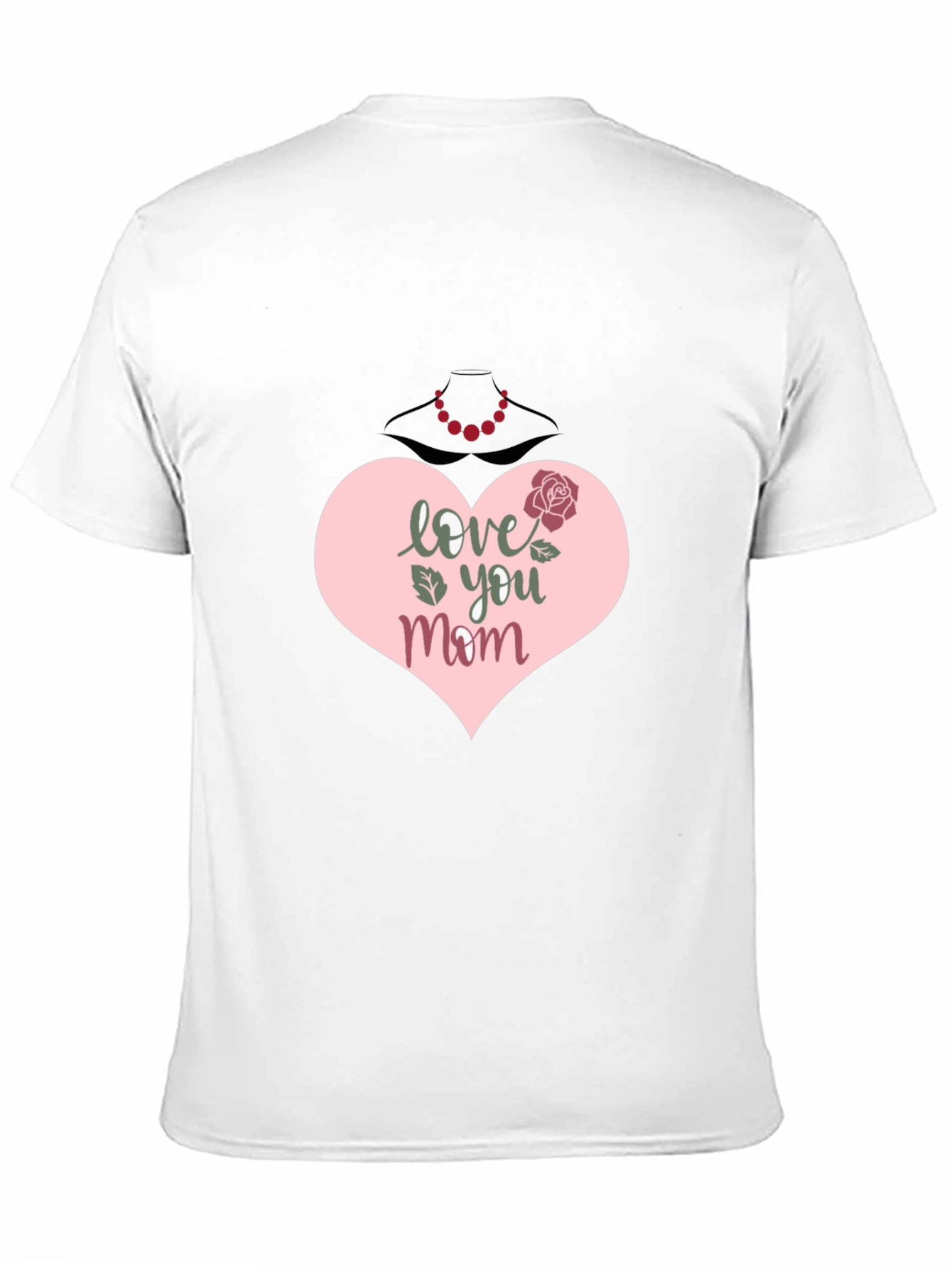 Black Love You Mom T-Shirt - Heart & Rose Design view 11