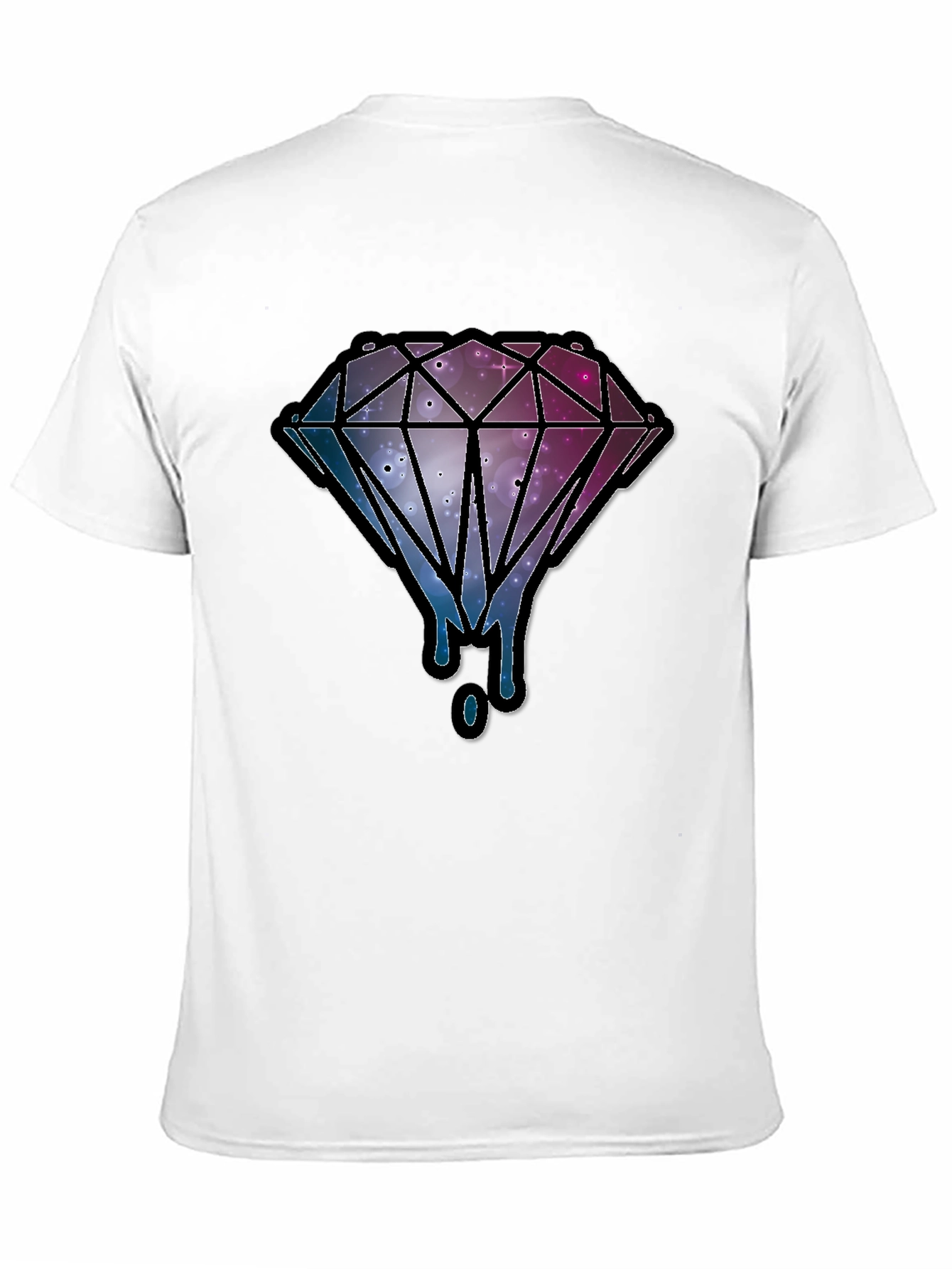 Black Galaxy Diamond Dripping Graphic Black T-Shirt view 11