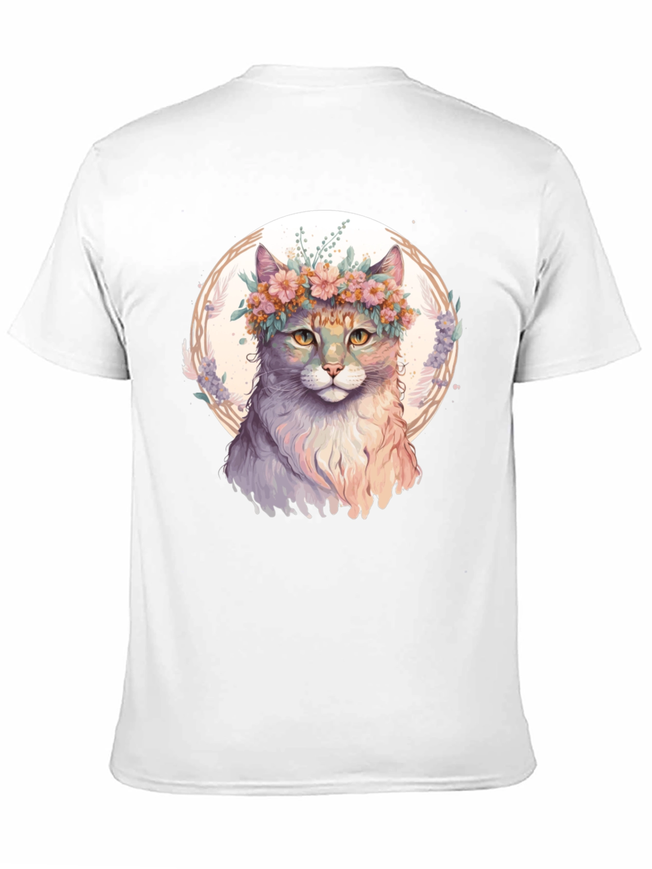 Black Cat Flower Crown Graphic Black T-Shirt view 11