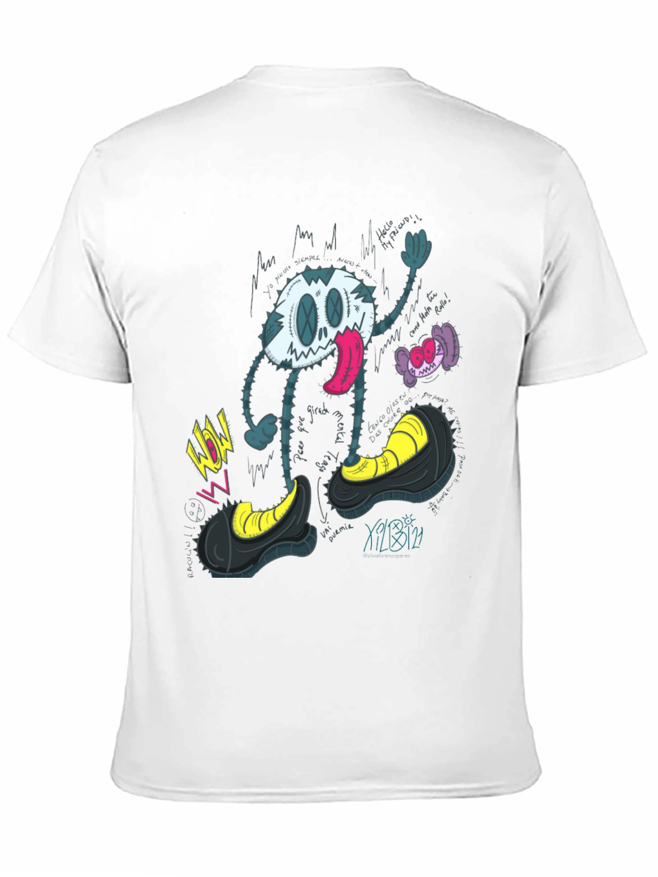 Black Cartoon Character Graphic Print T-Shirt view 11