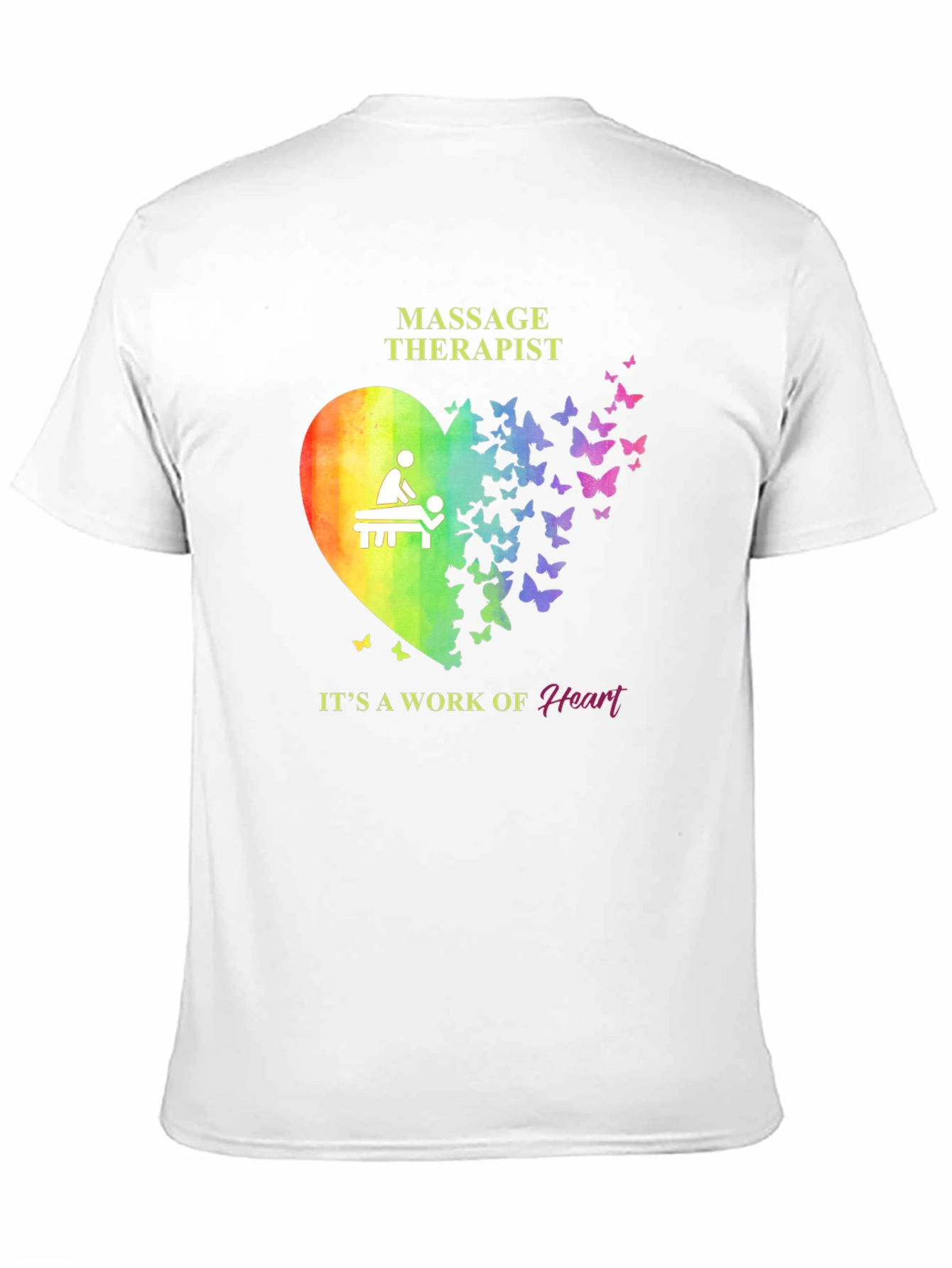 Black Massage Therapist Heart Butterfly T-Shirt view 11