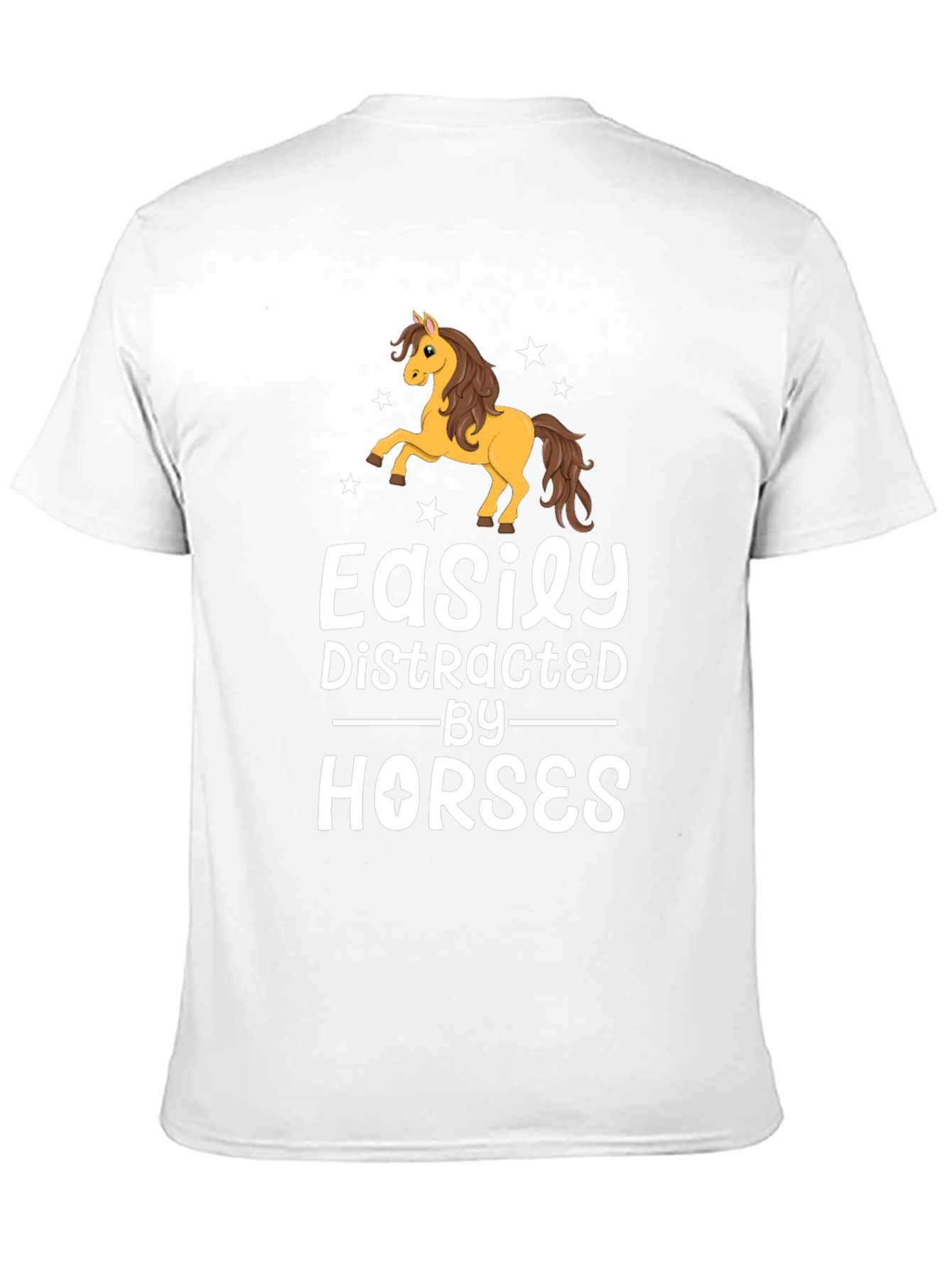 Black Easily Distracted By Horses Black T-Shirt view 11