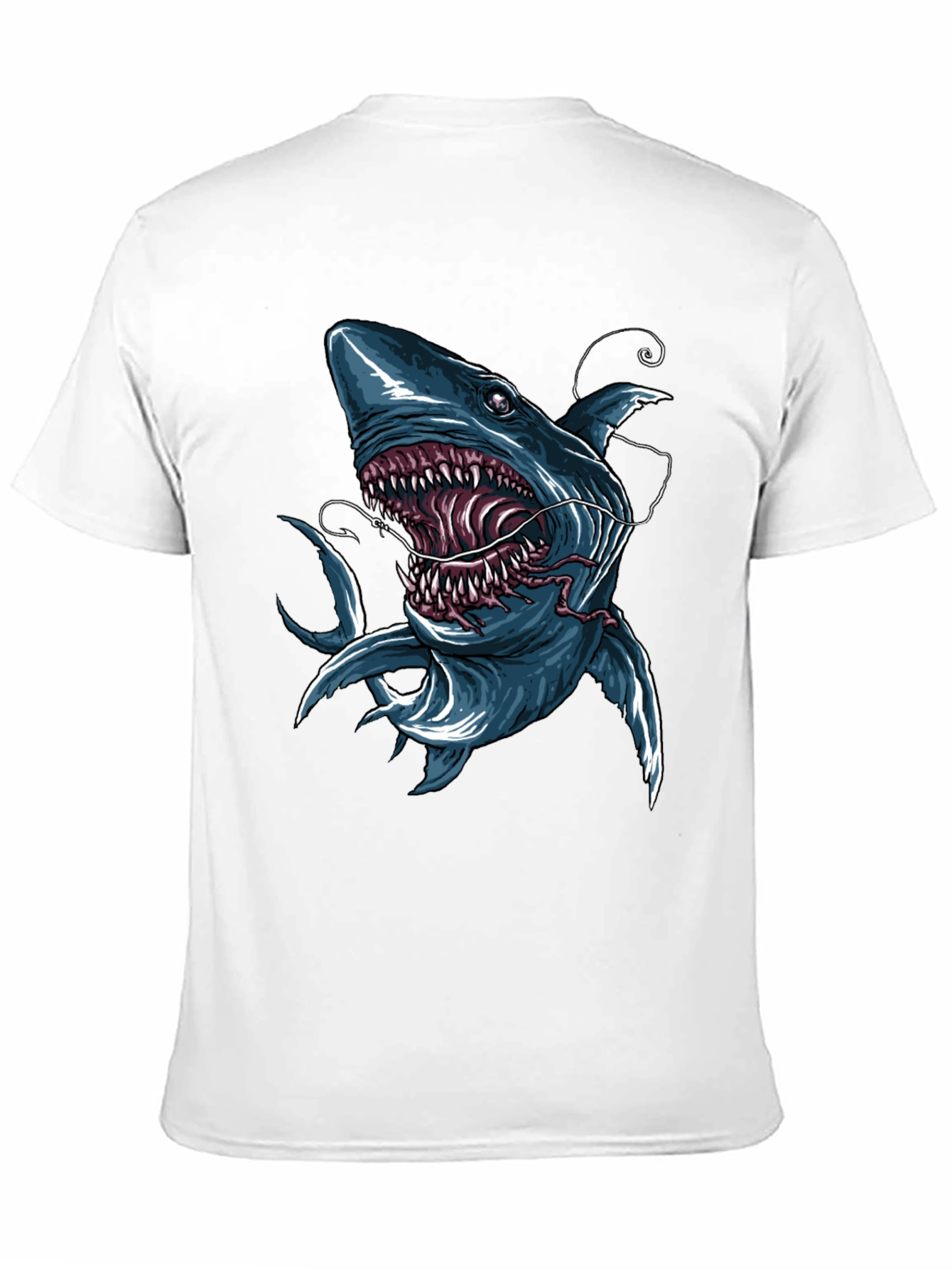 Black Men's Shark Graphic Print Black T-Shirt view 11