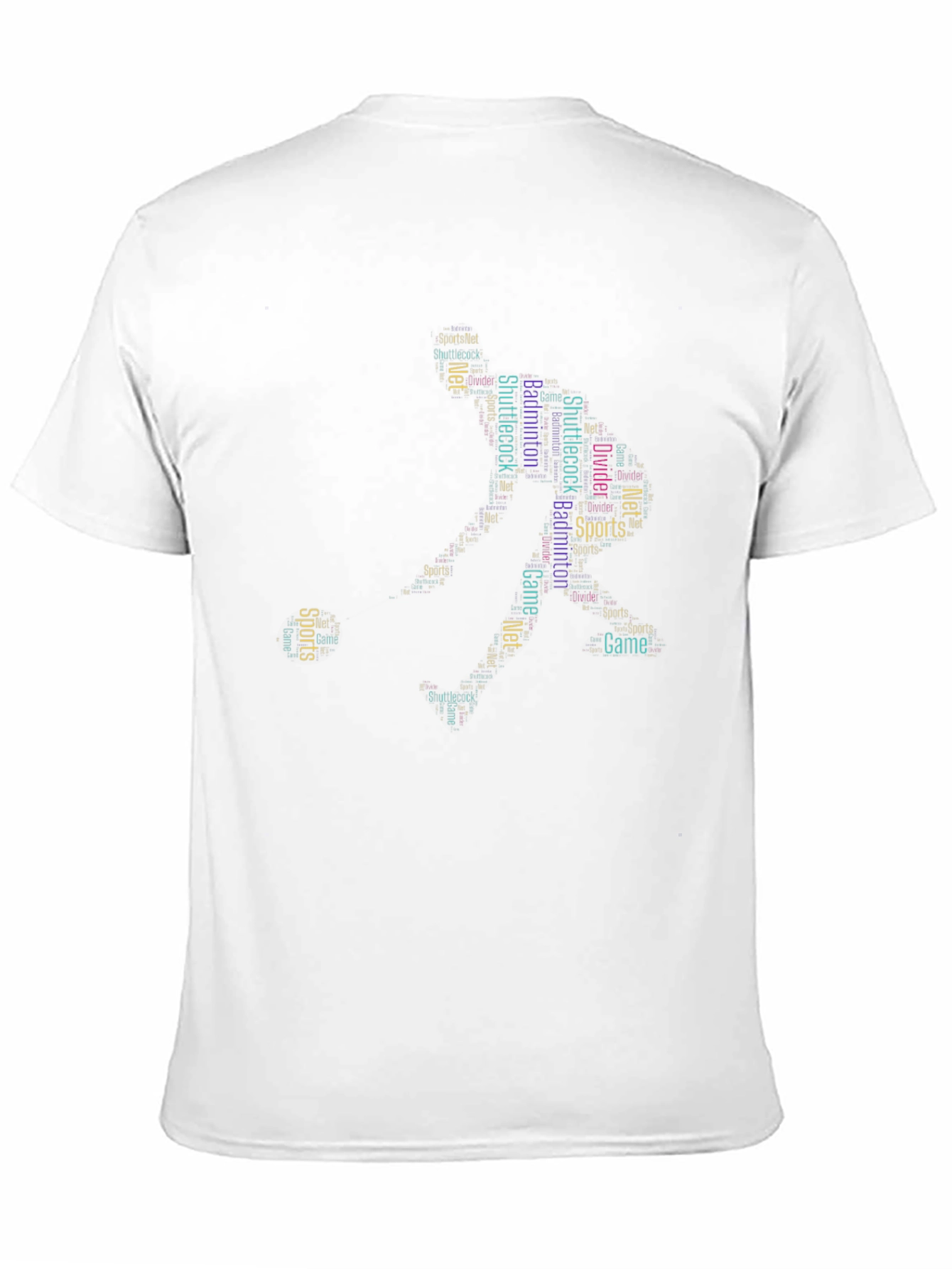 Black Badminton Sports Word Art T-Shirt view 11