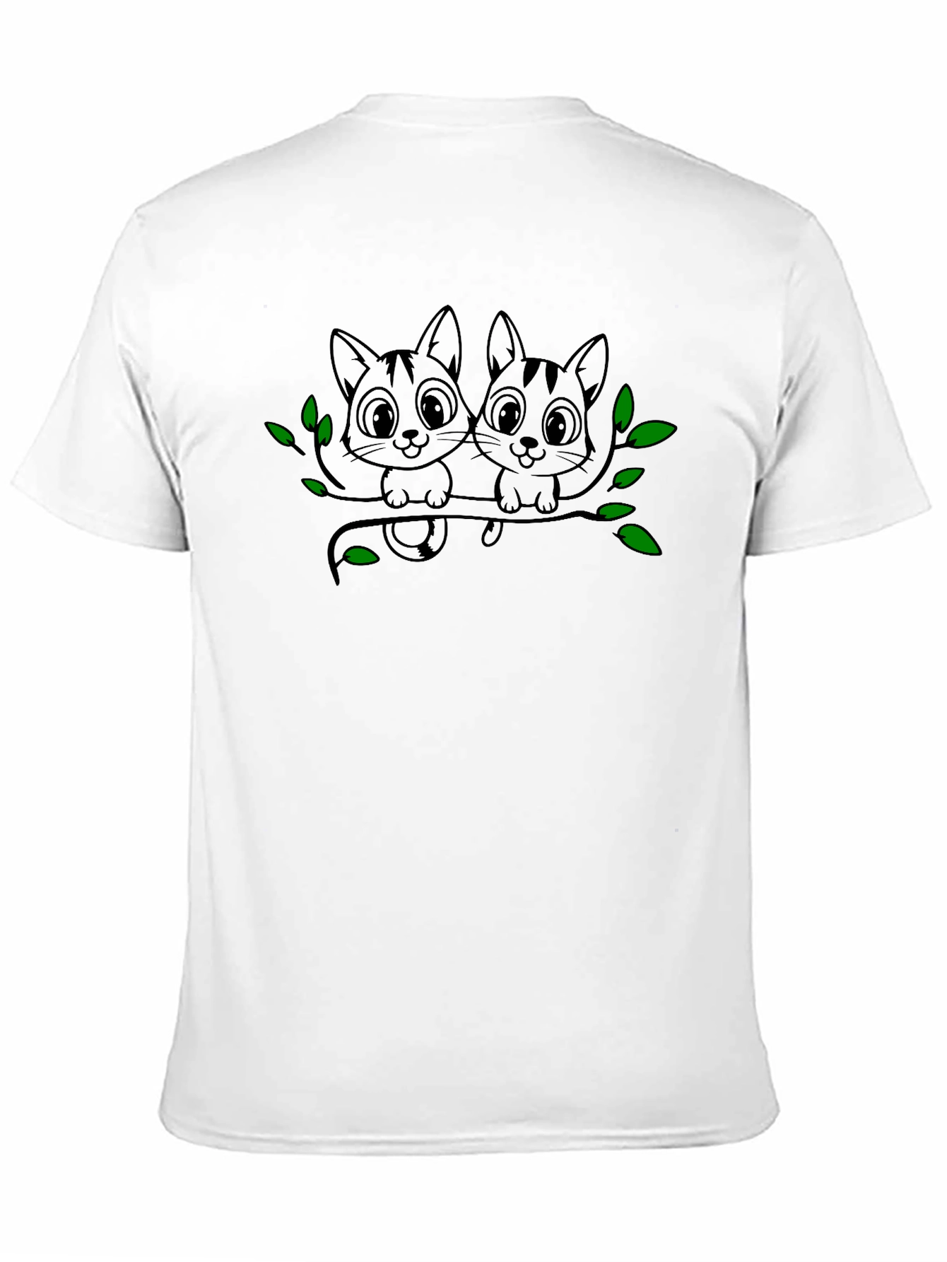 Black Cute Kittens Branch Black T-Shirt view 11