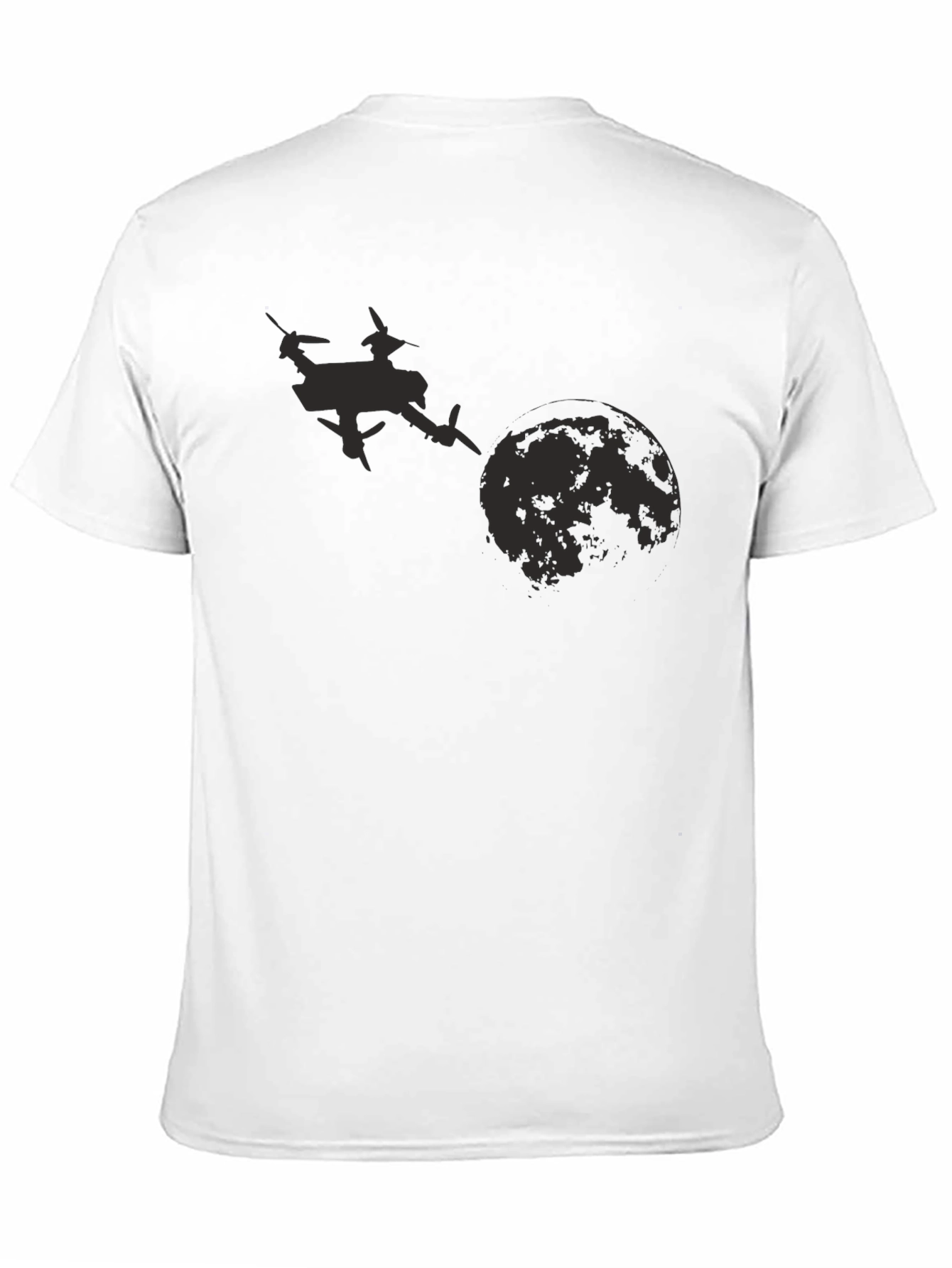 Black Drone Moon Graphic Tee - Black Cotton T-Shirt view 11