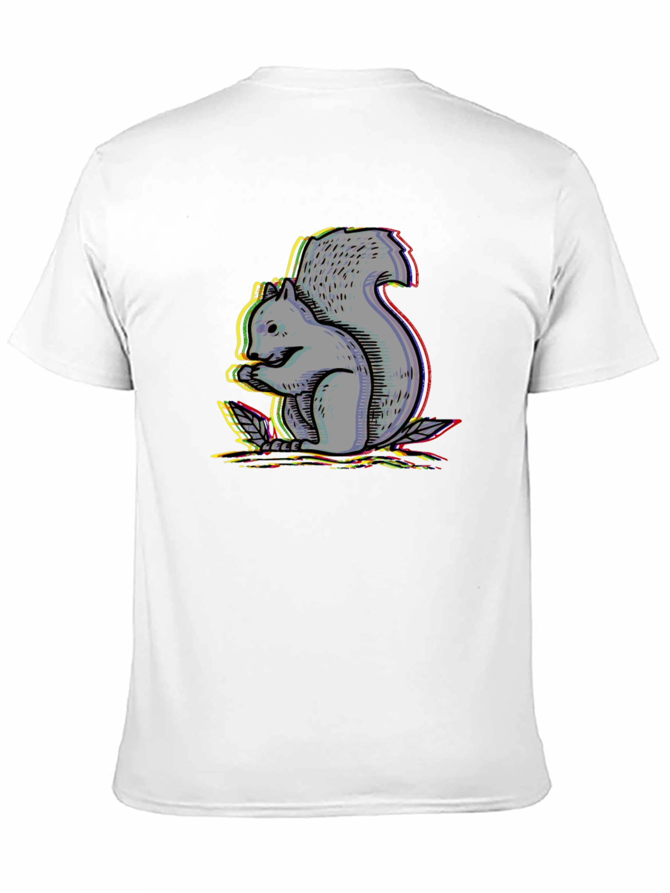 Black Men's Black T-Shirt with Squirrel Graphic Design view 11