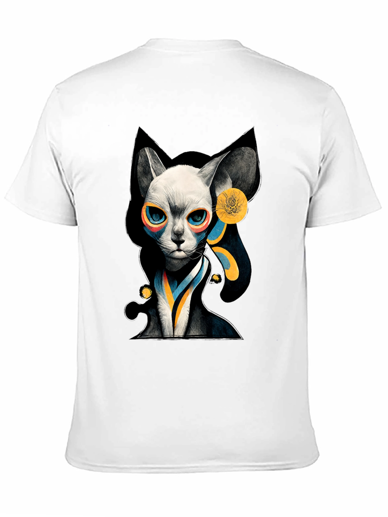 Black Abstract Cat Graphic Black T-Shirt view 11