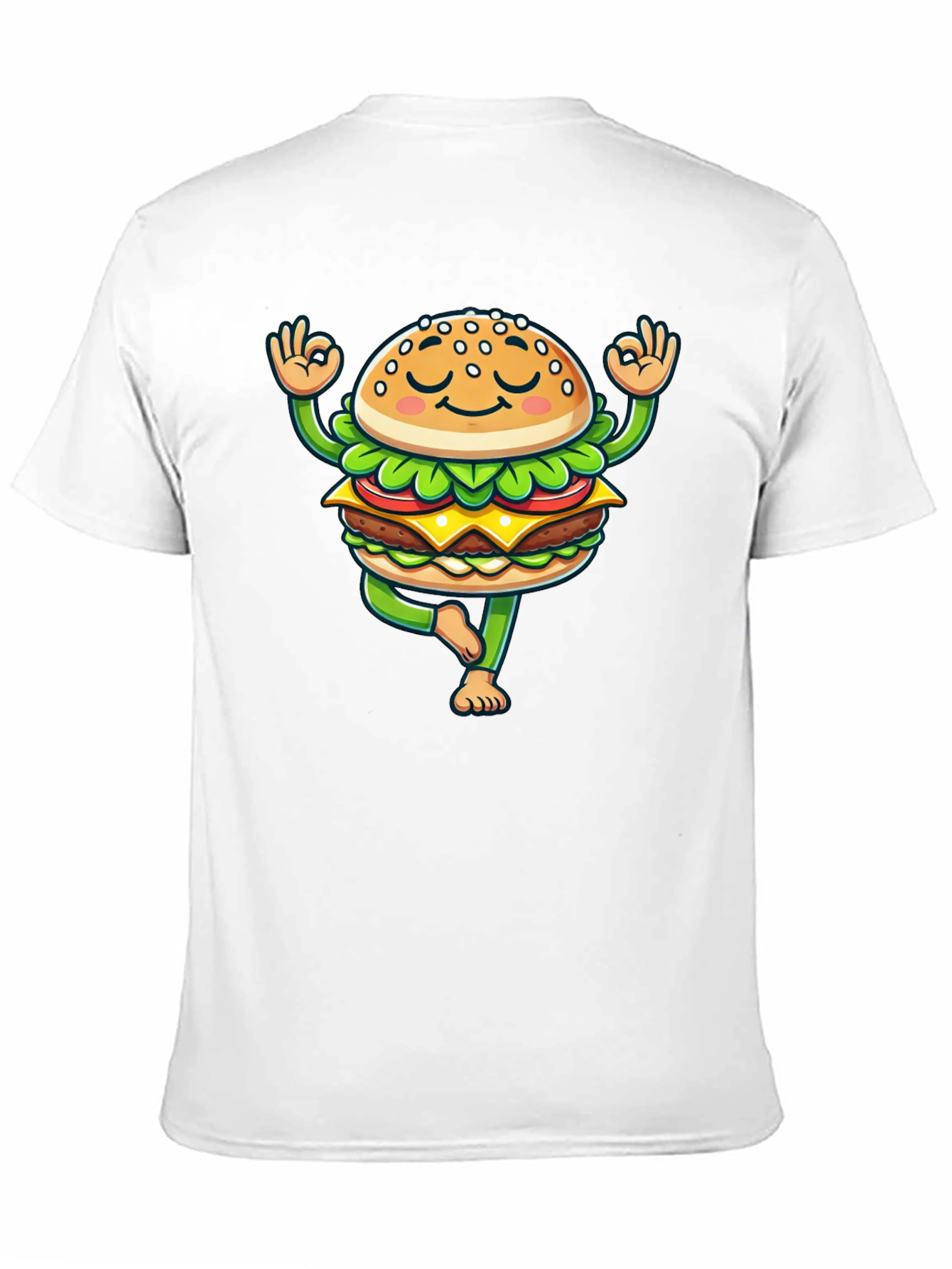 Black Yoga Burger T-Shirt - Meditating Fast Food Tee view 11