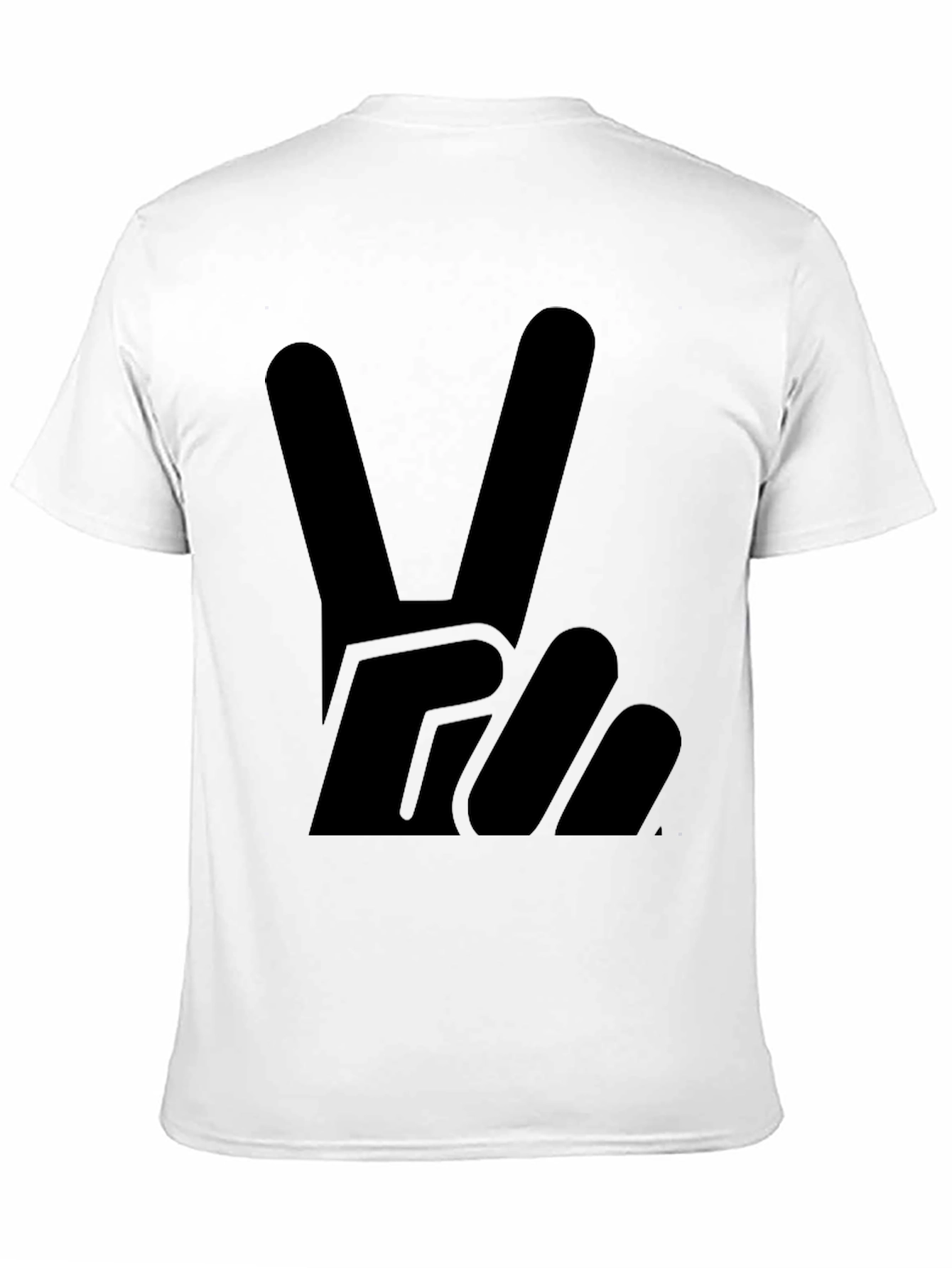 Black Peace Sign Graphic Tee - Solid Black Cotton T-Shirt view 11