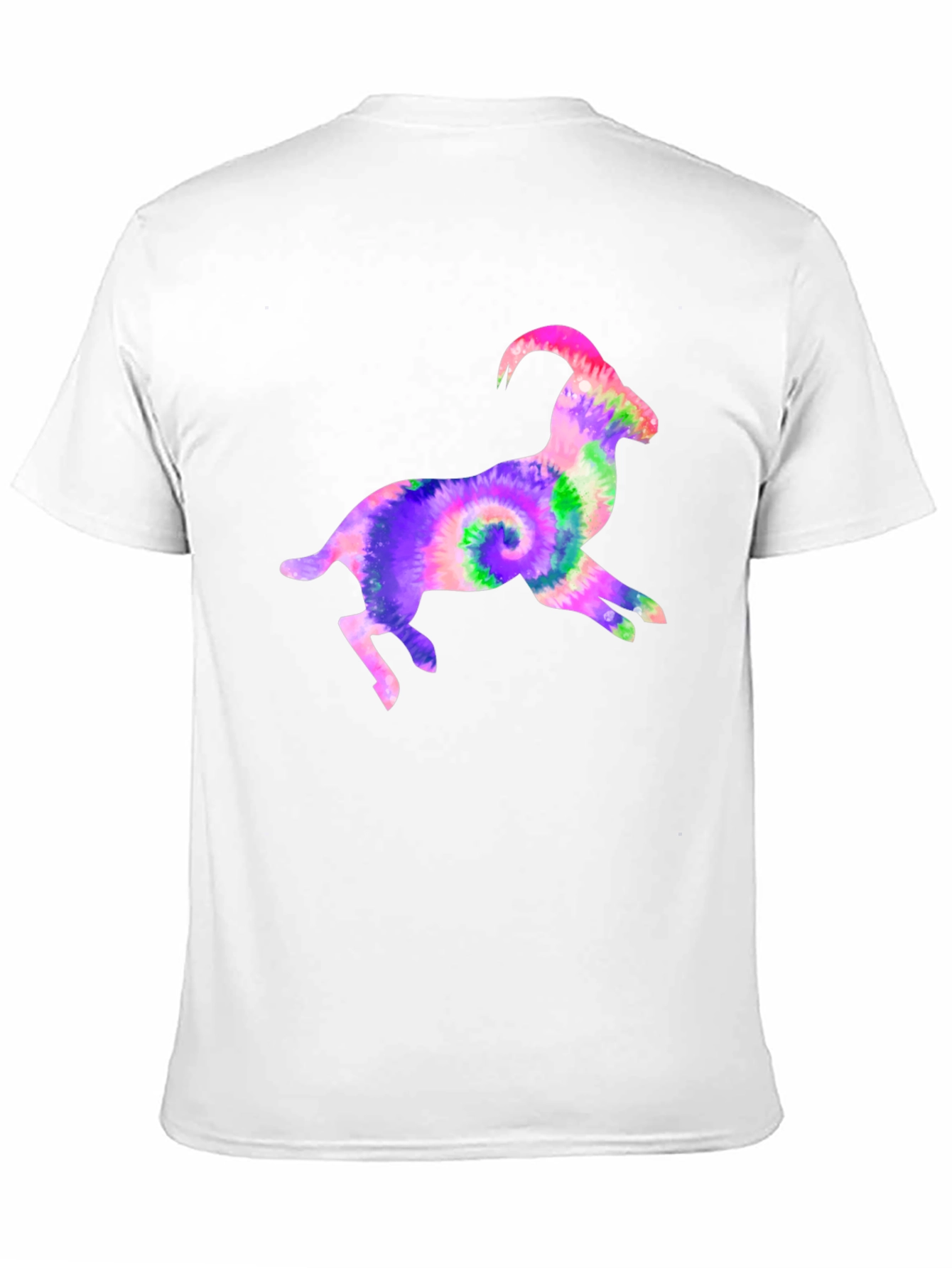 Black Tie-Dye Goat Graphic Tee - Fun Animal T-Shirt view 11