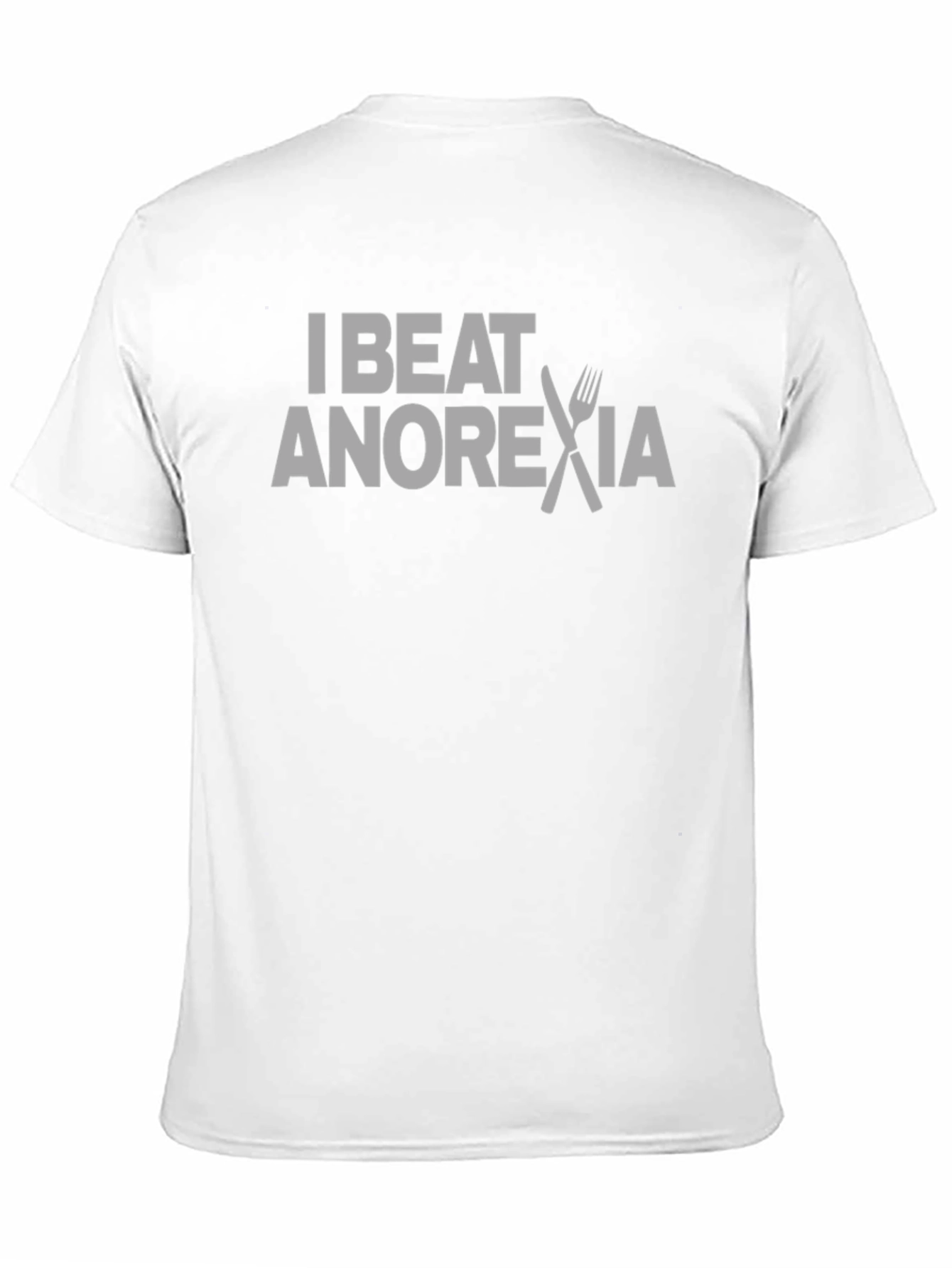 Black I Beat Anorexia Graphic Tee - Black Crew Neck T-Shirt view 11