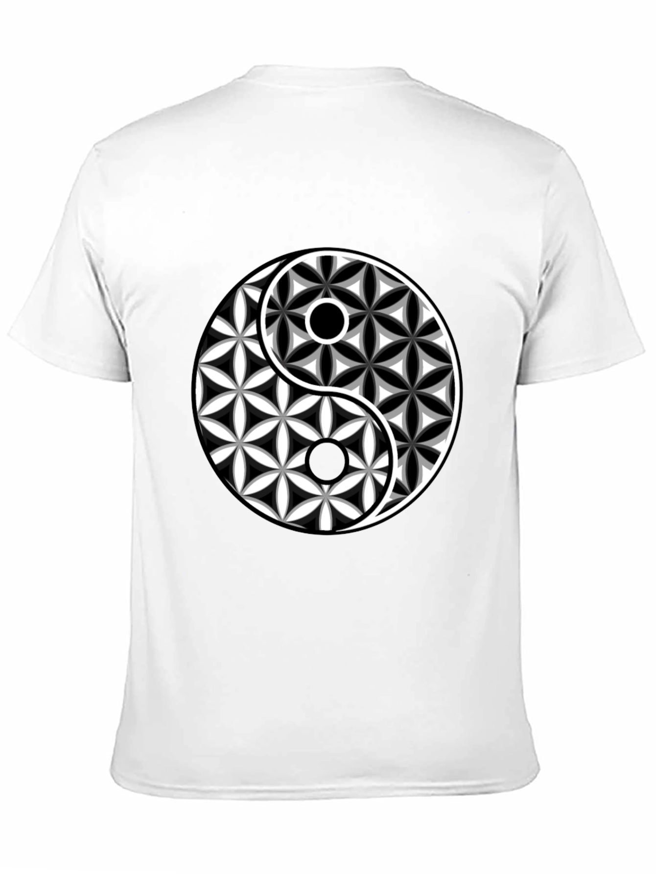 Black Yin Yang Flower of Life Graphic Tee - Black Cotton Blend view 11