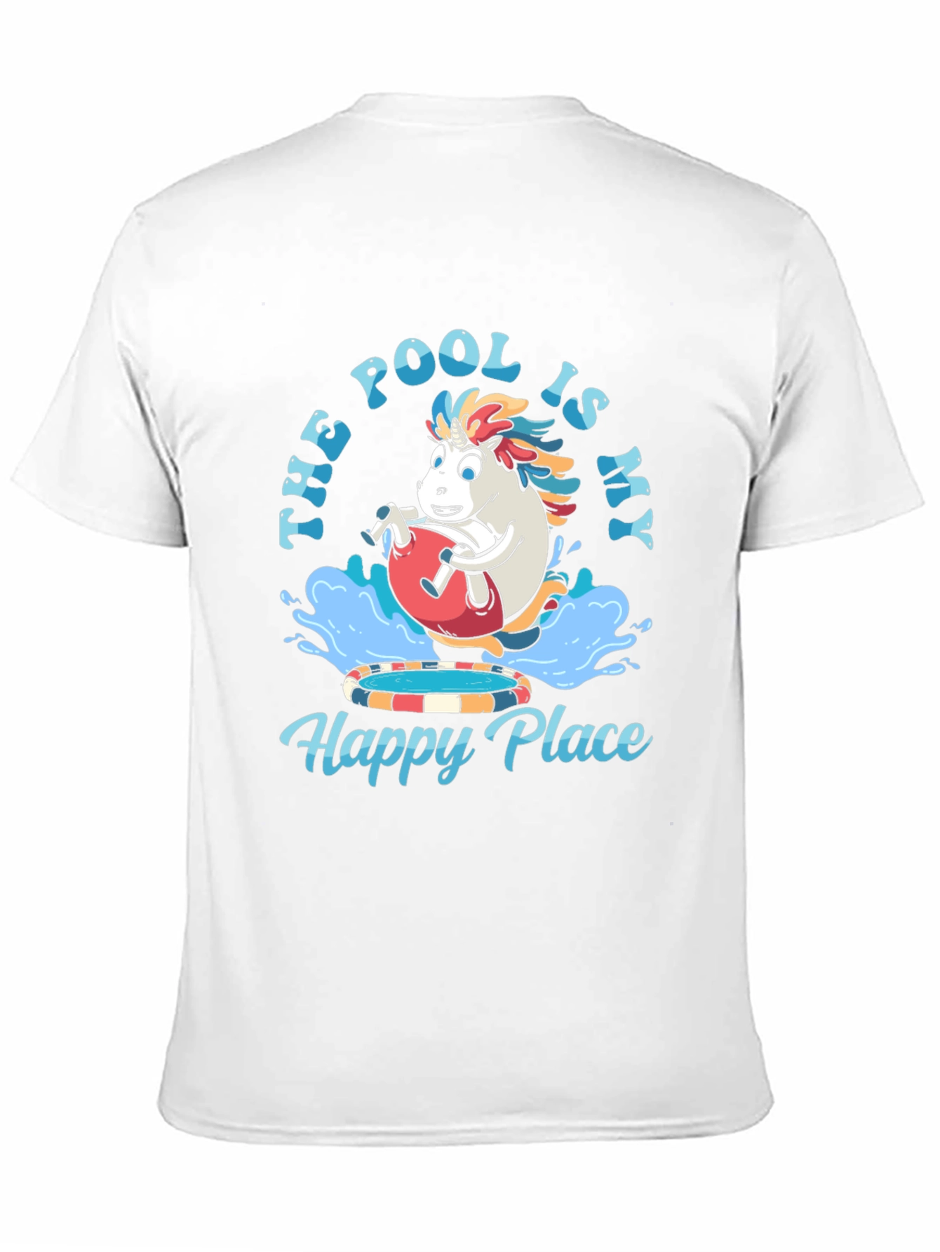 Black Pool Is My Happy Place T-Shirt - Fun Unicorn Design view 11