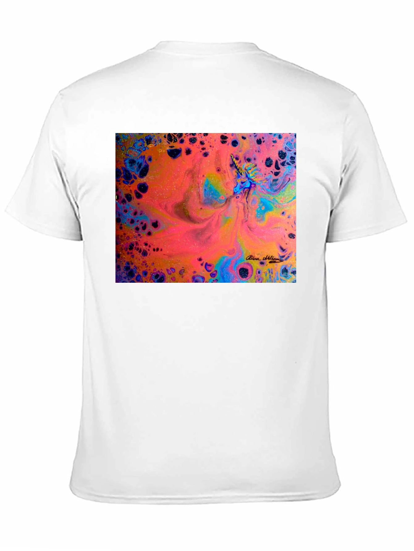 Black Abstract Fluid Art T-Shirt - Vivid Colors view 11