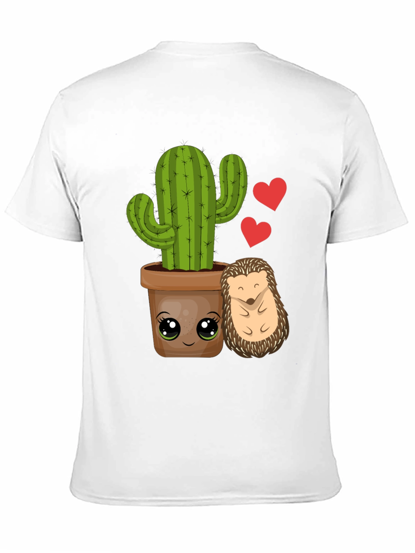 Black Cute Cactus & Hedgehog T-Shirt view 11