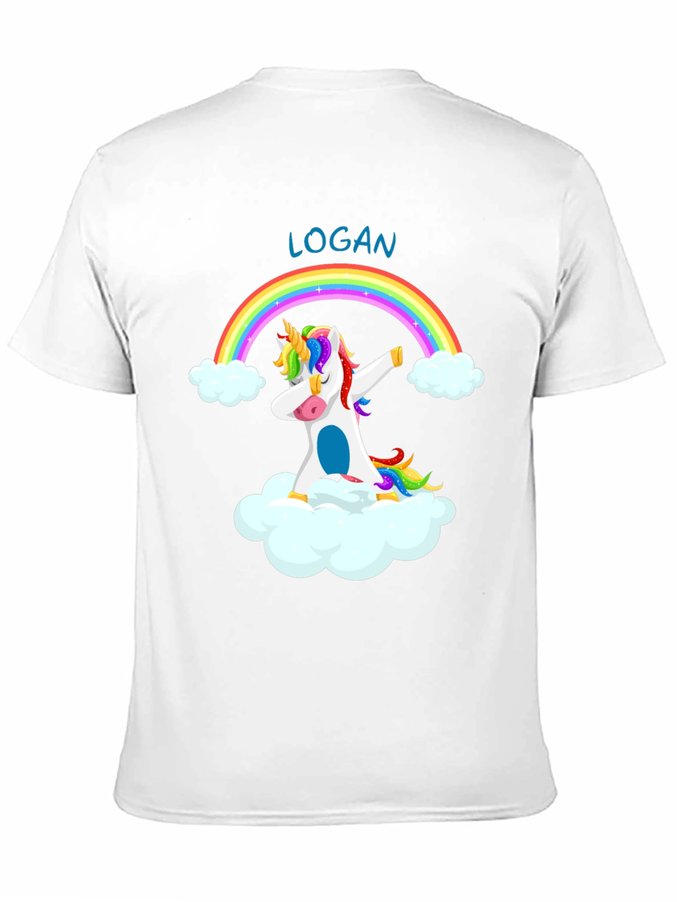 Black Logan Unicorn Dab Rainbow T-Shirt - Black Cotton Tee view 11