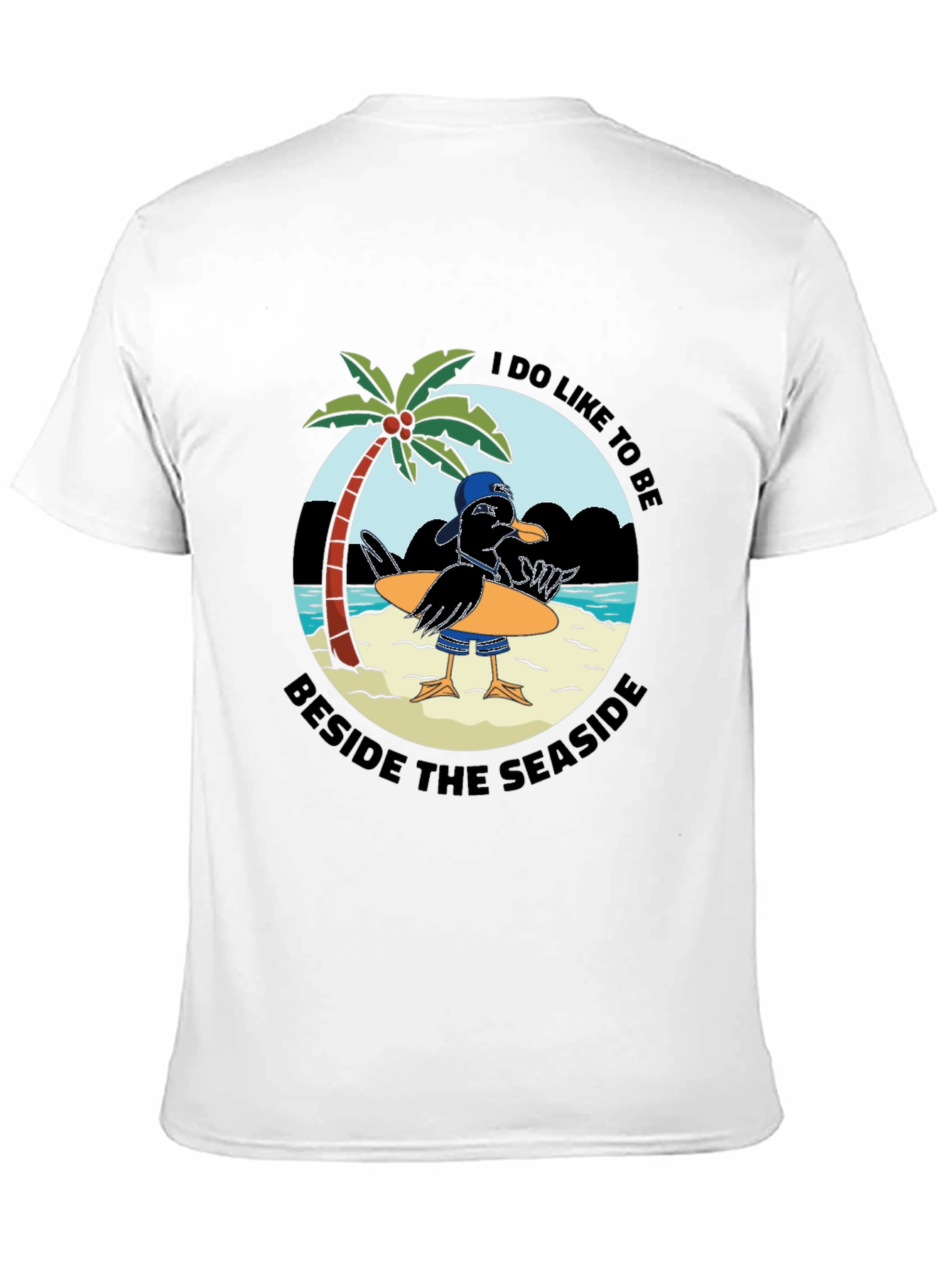 Black Seaside Seagull Graphic Tee - Black Cotton T-Shirt view 11