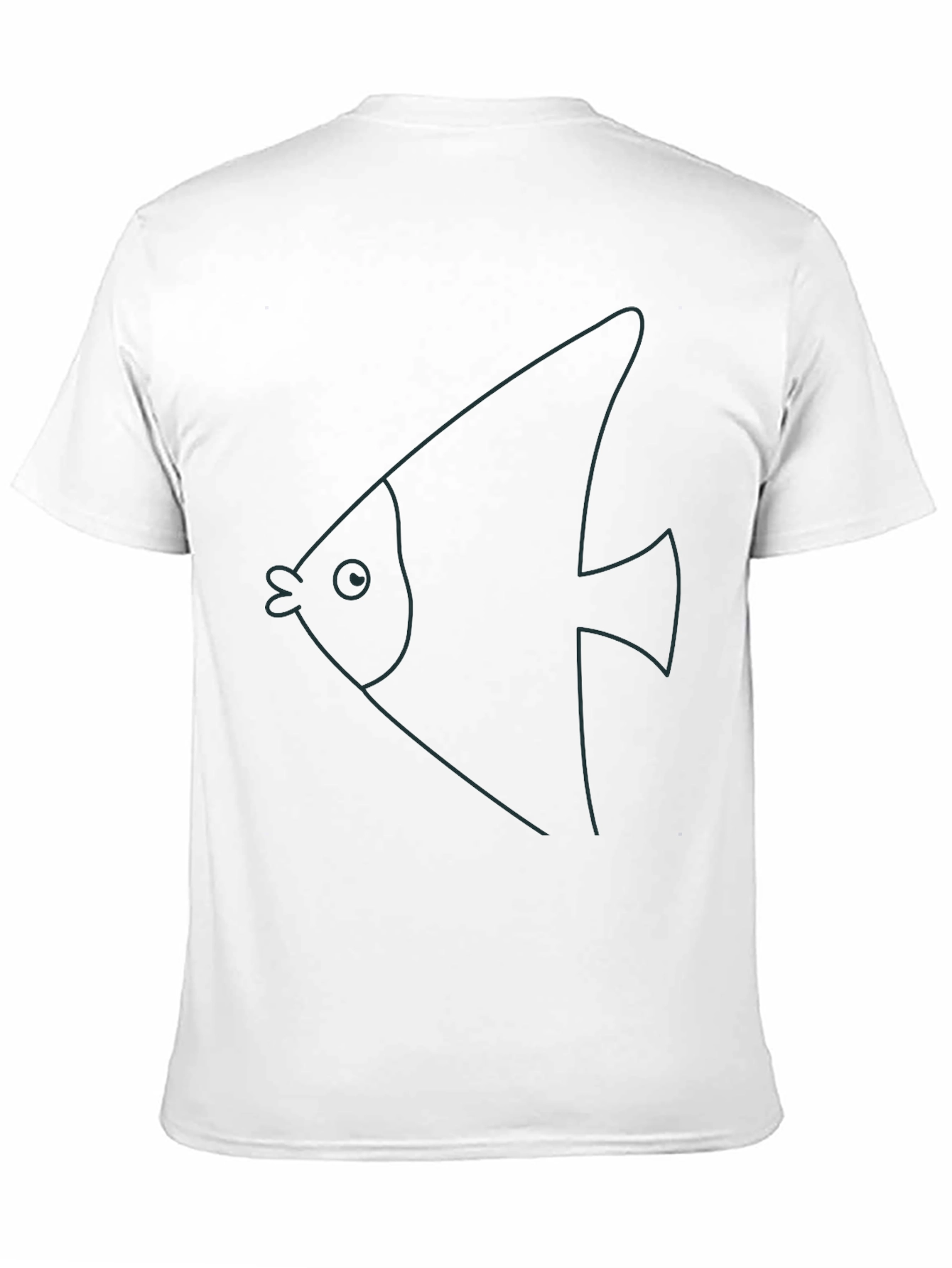 Black Minimalist Fish Graphic Tee - Black Cotton Blend view 11