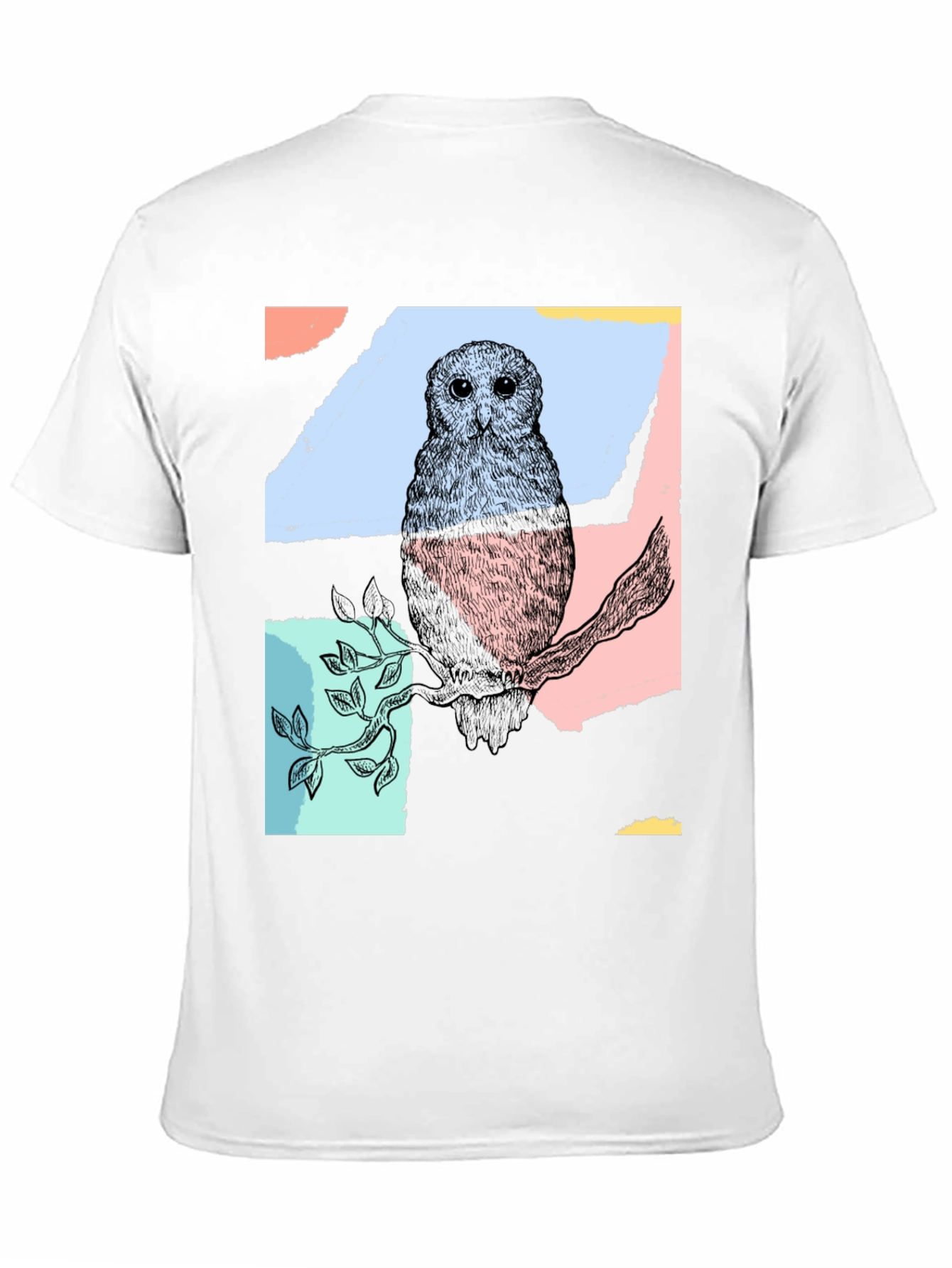 Black Abstract Owl Print Black T-Shirt view 11