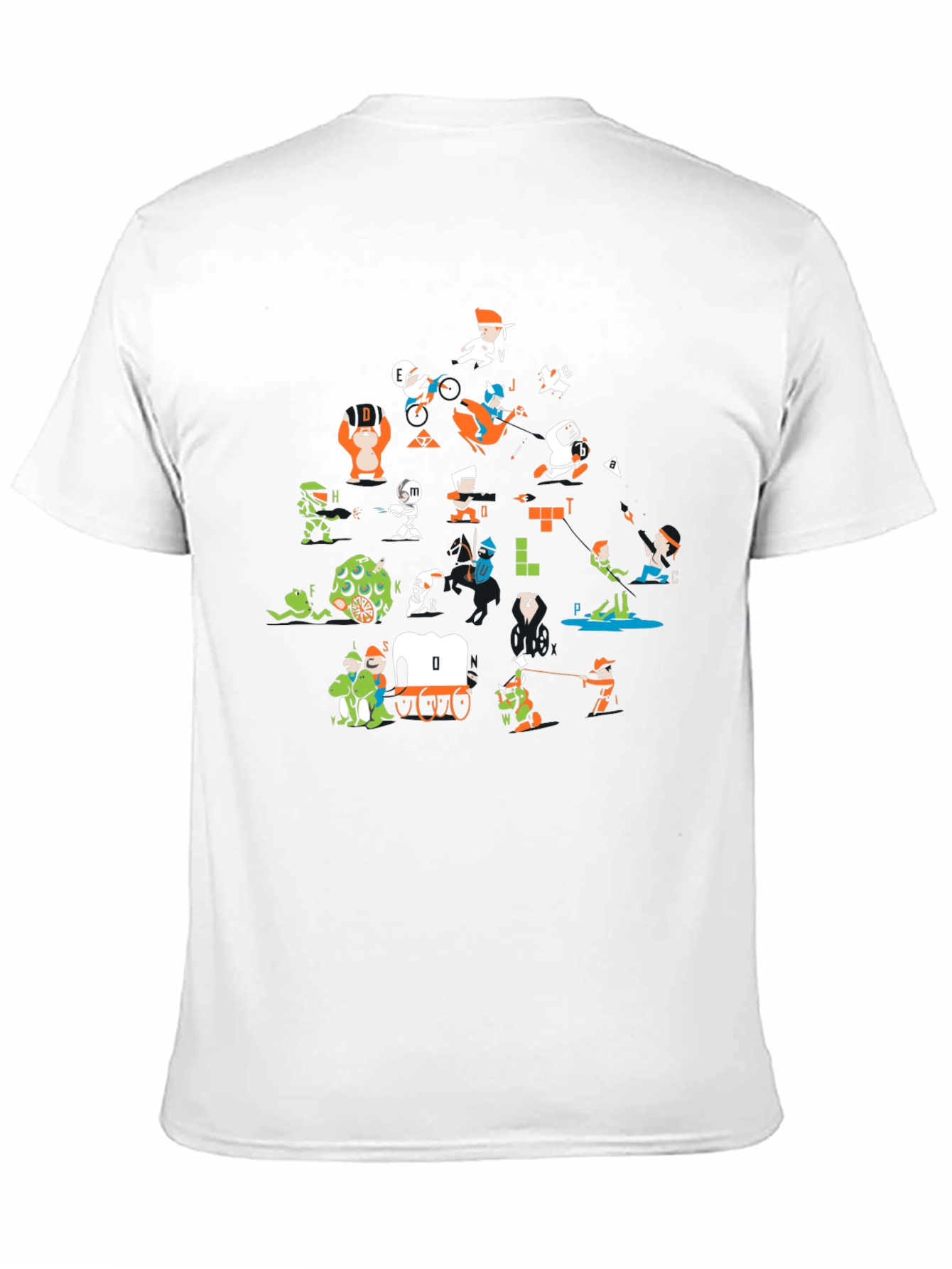 Black Retro Gaming Alphabet Black T-Shirt view 11