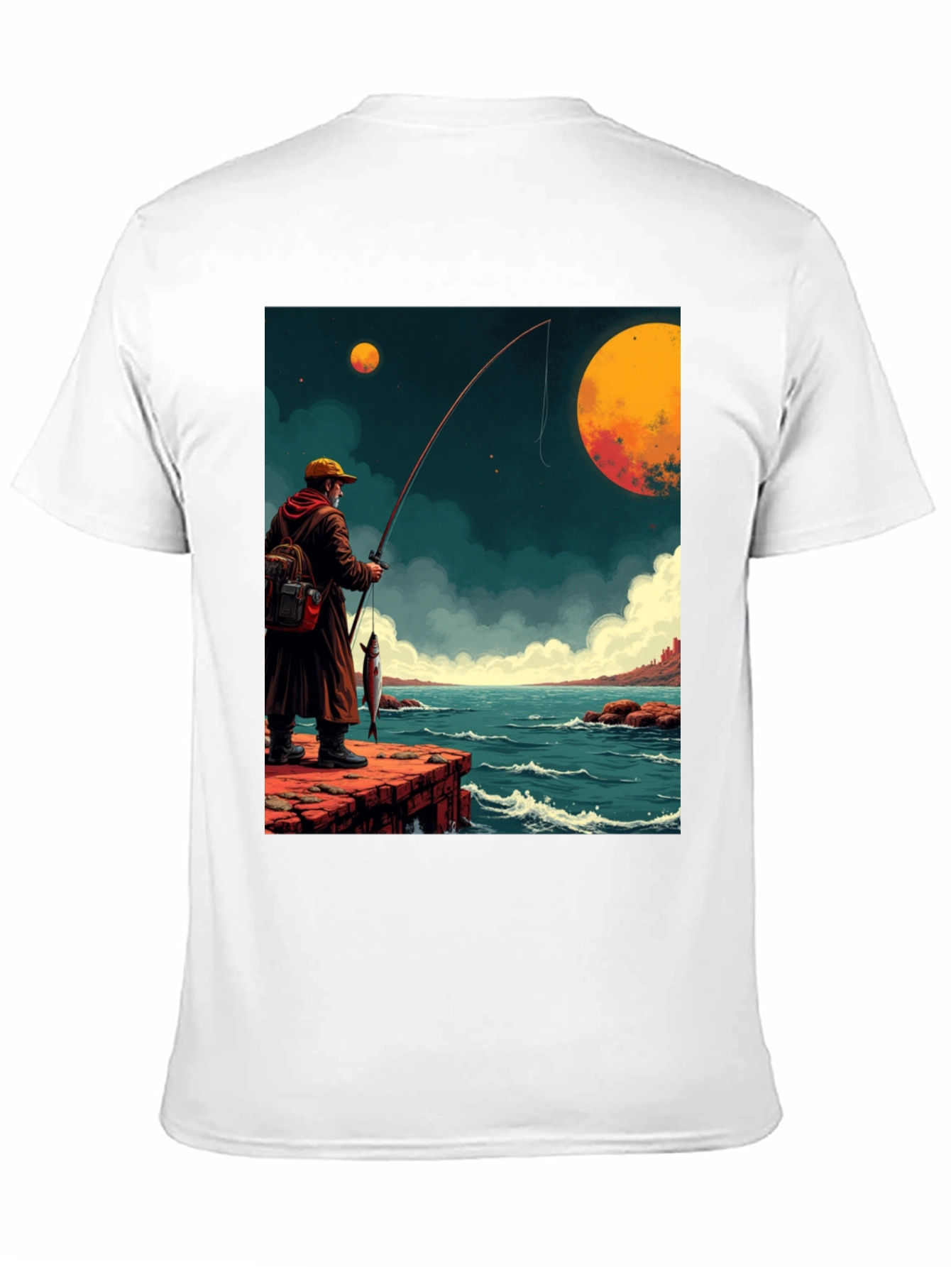 Black Retro Fishing Graphic Tee view 11