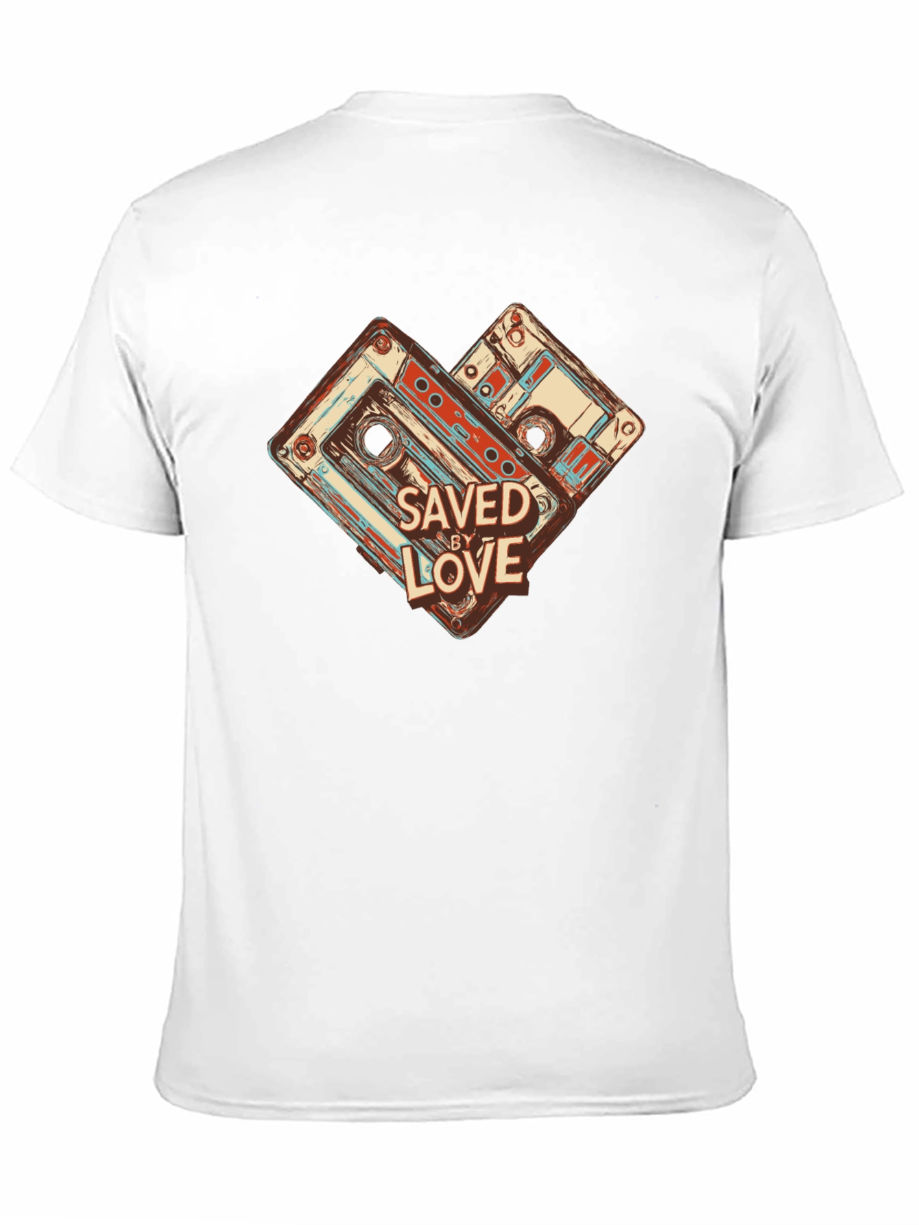 Black Retro Cassette Tape Saved By Love Graphic Tee view 11
