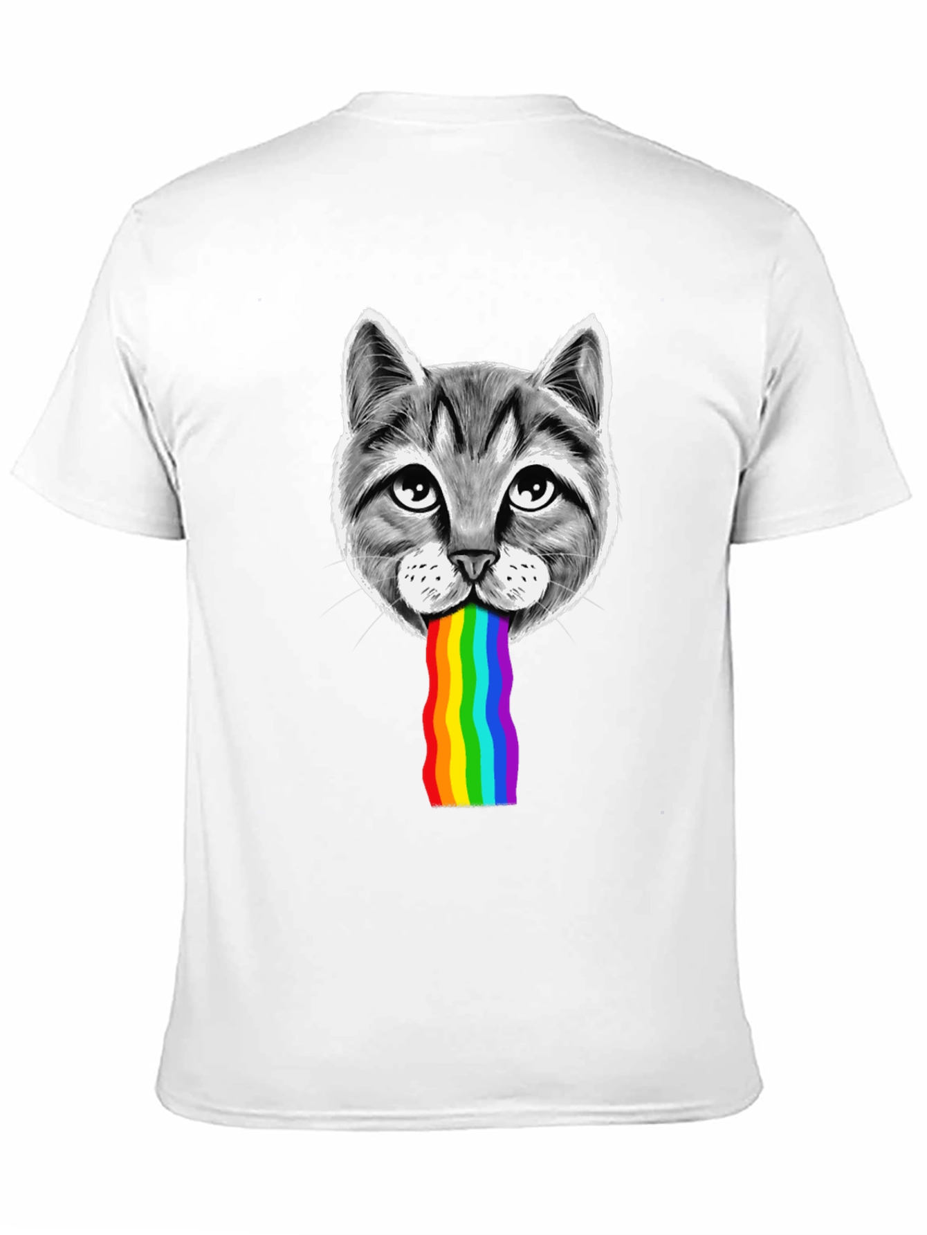 Black Cat Rainbow Puke Graphic T-Shirt view 11