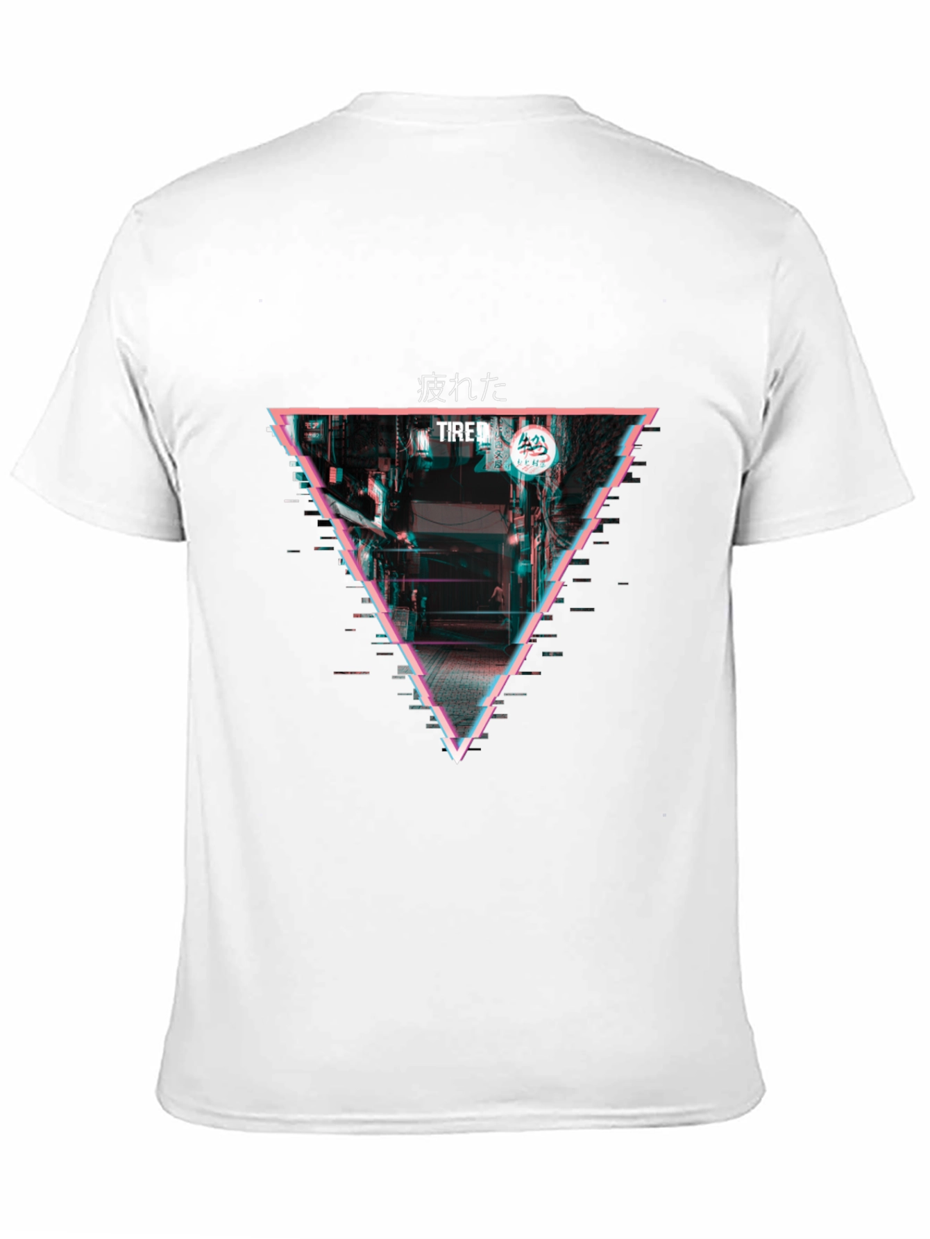 Black Tired Japanese Glitch Triangle T-Shirt view 11
