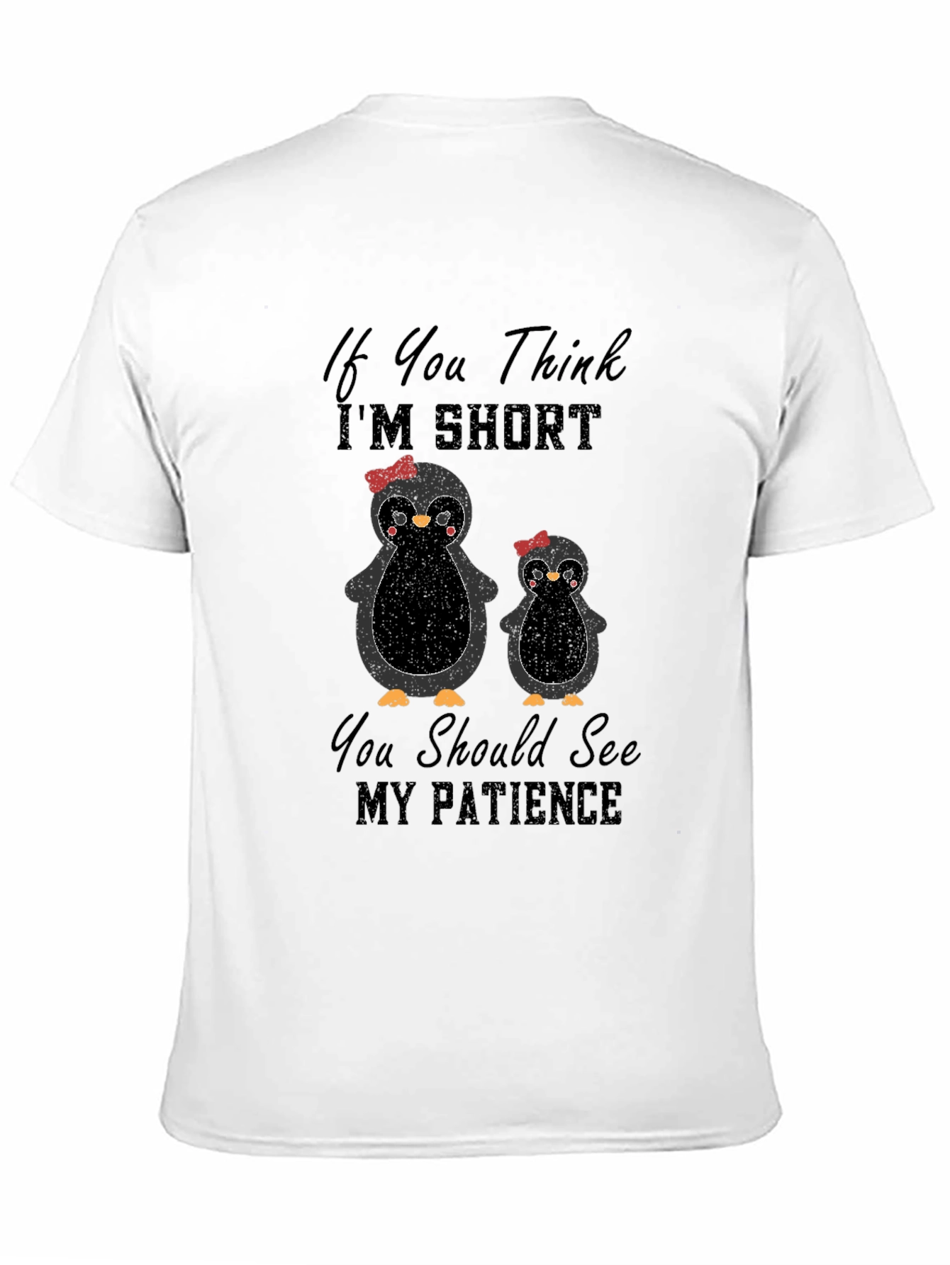Black Funny Penguin T-Shirt - If You Think I'm Short view 11