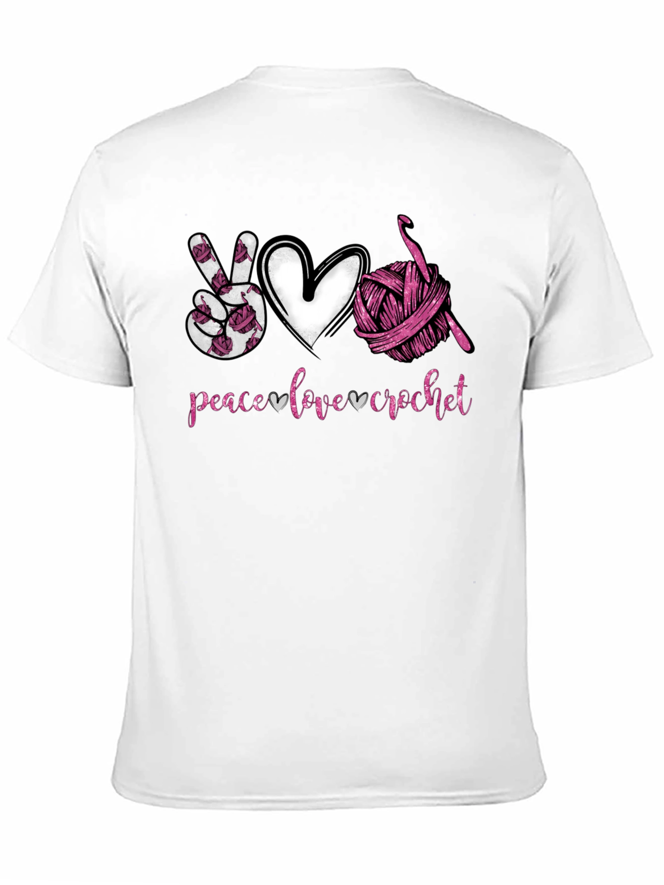 Black Peace Love Crochet T-Shirt - Hobbyist Gift view 11