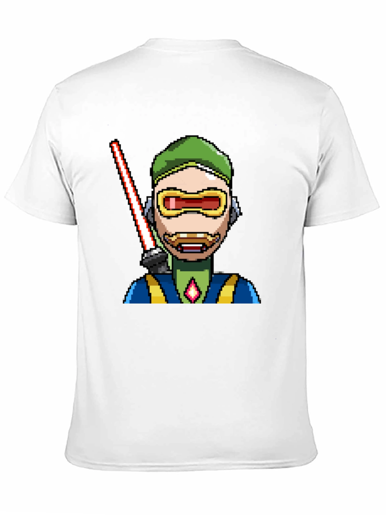 Black Pixel Art Sci-Fi Character Black T-Shirt view 11