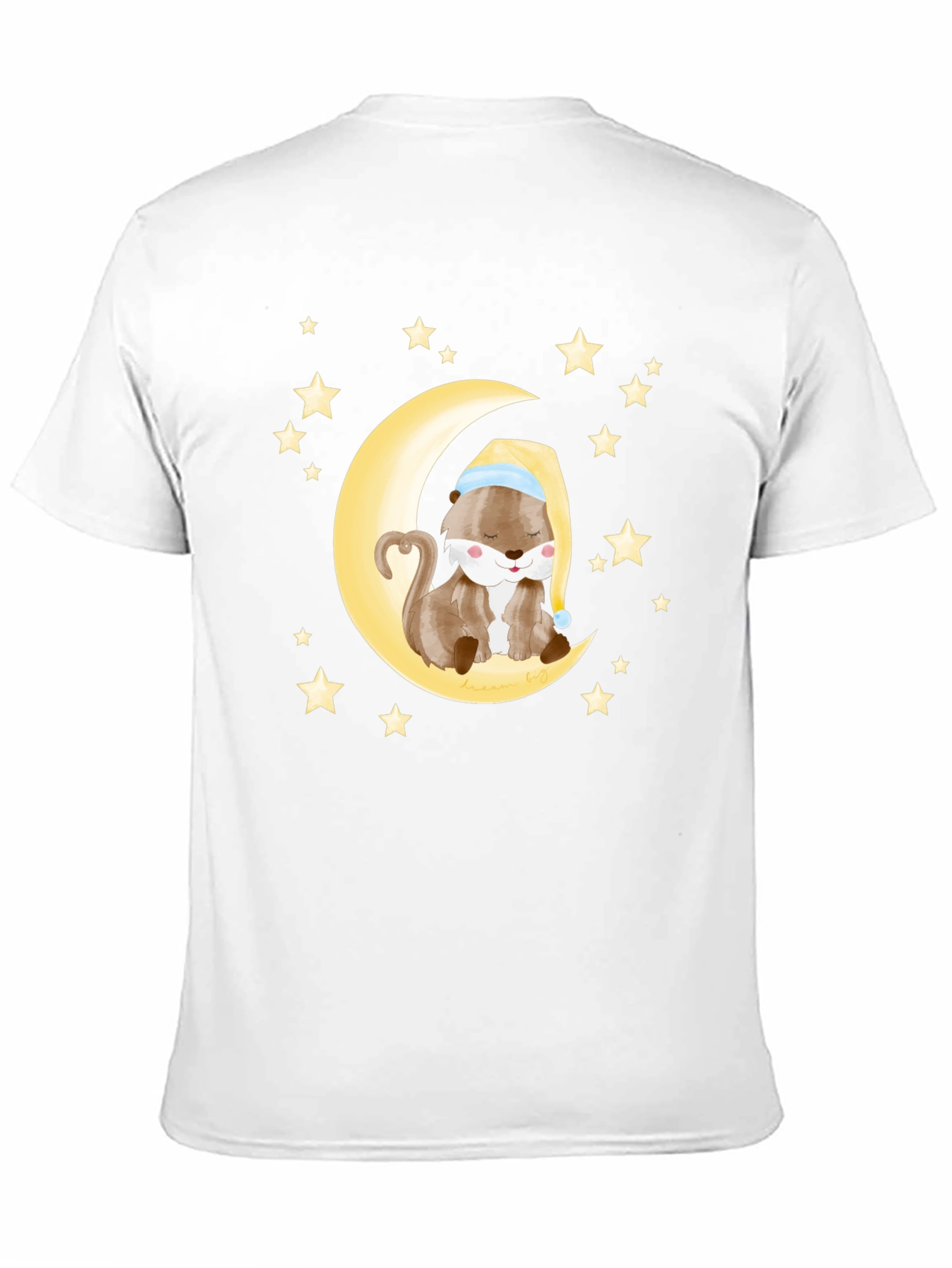 Black Otter Sleeping on Moon Graphic Tee - Black Cotton view 11