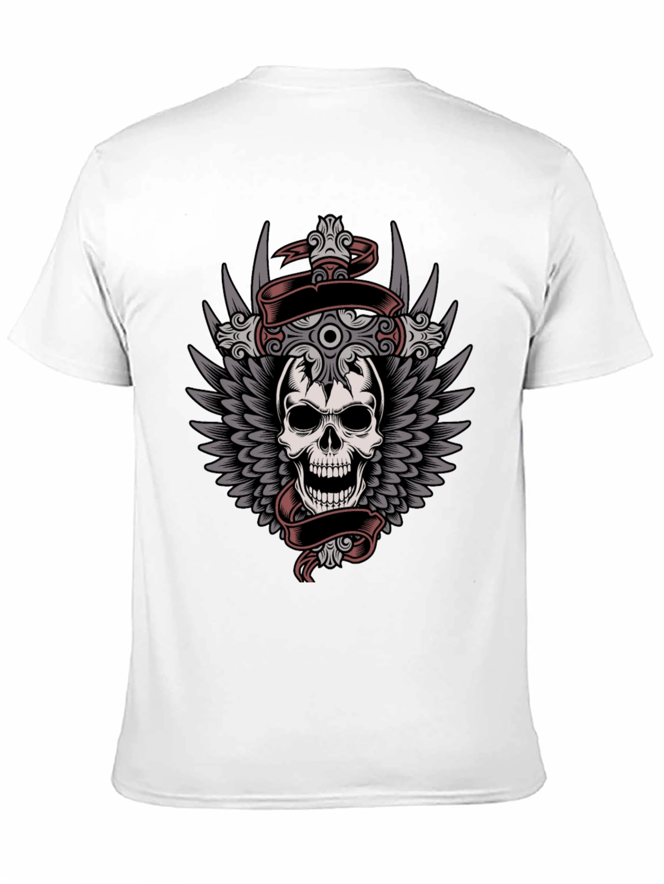 Black Skull & Wings Graphic Tee - Men's Black T-Shirt view 11