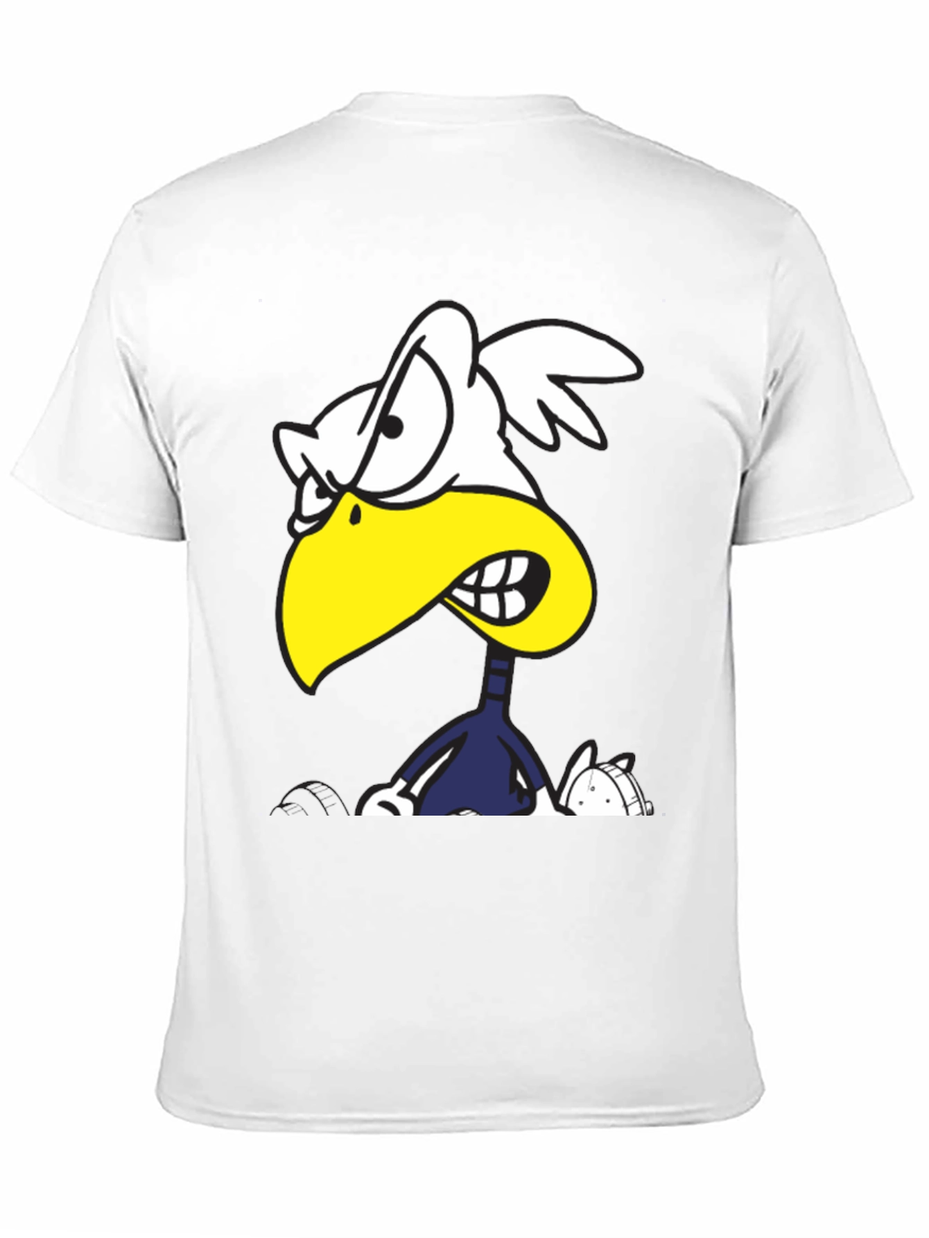 Black Angry Cartoon Bird Graphic Tee - Black Cotton T-Shirt view 11