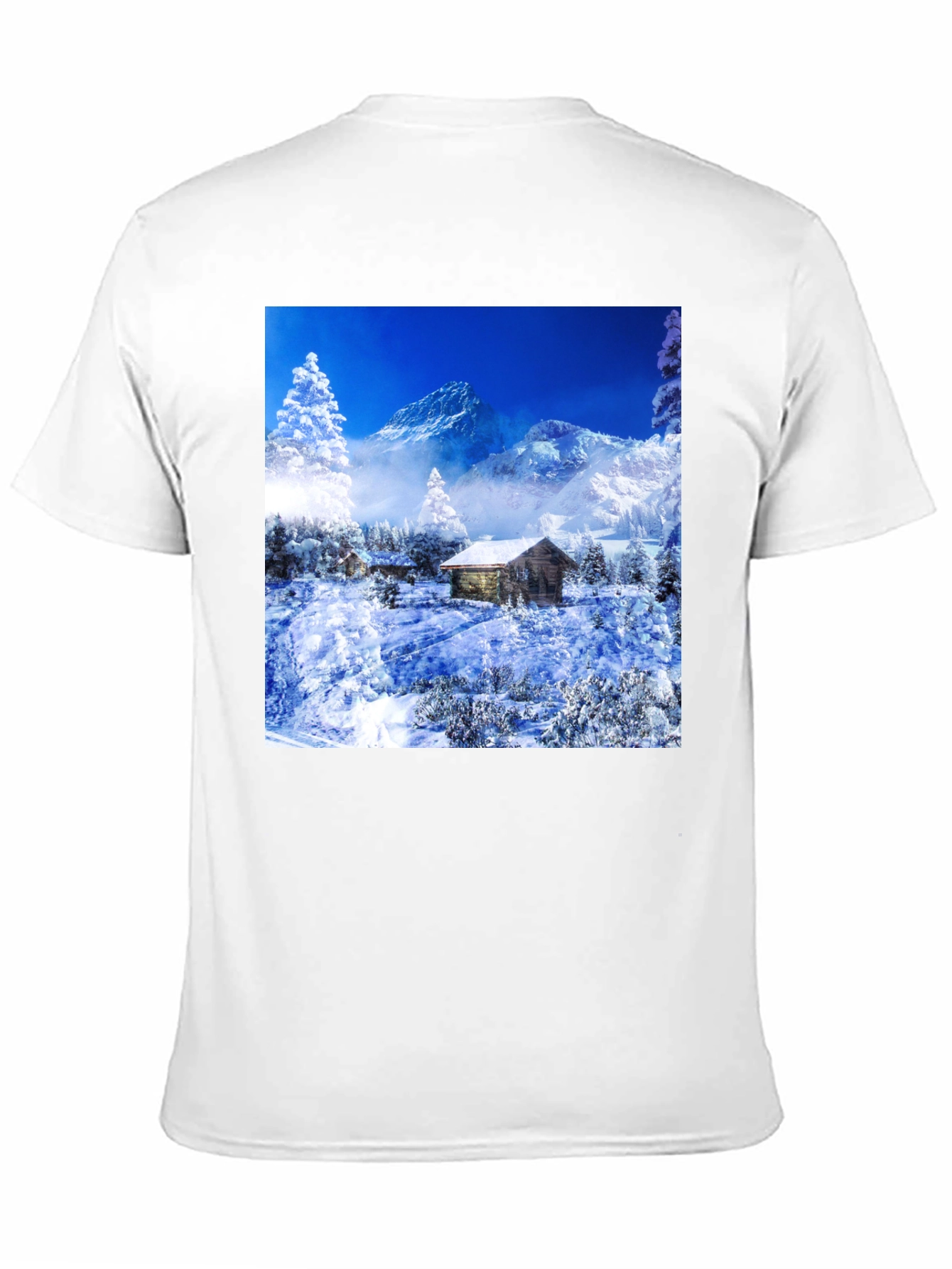 Black Winter Cabin T-Shirt: Mountain Scenery Tee view 11