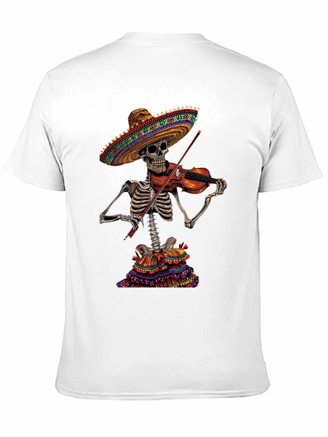 Black Skeleton Mariachi T-Shirt - Day of the Dead Style view 11
