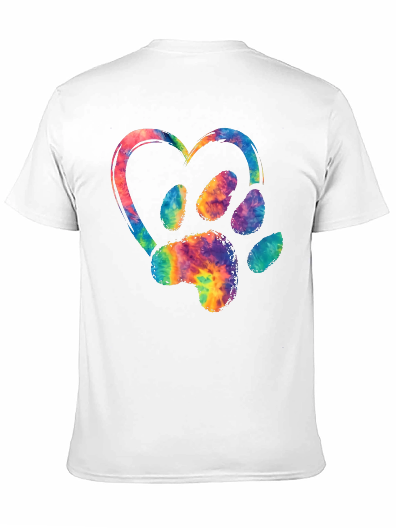 Black Tie-Dye Paw Print Heart Graphic Tee view 11