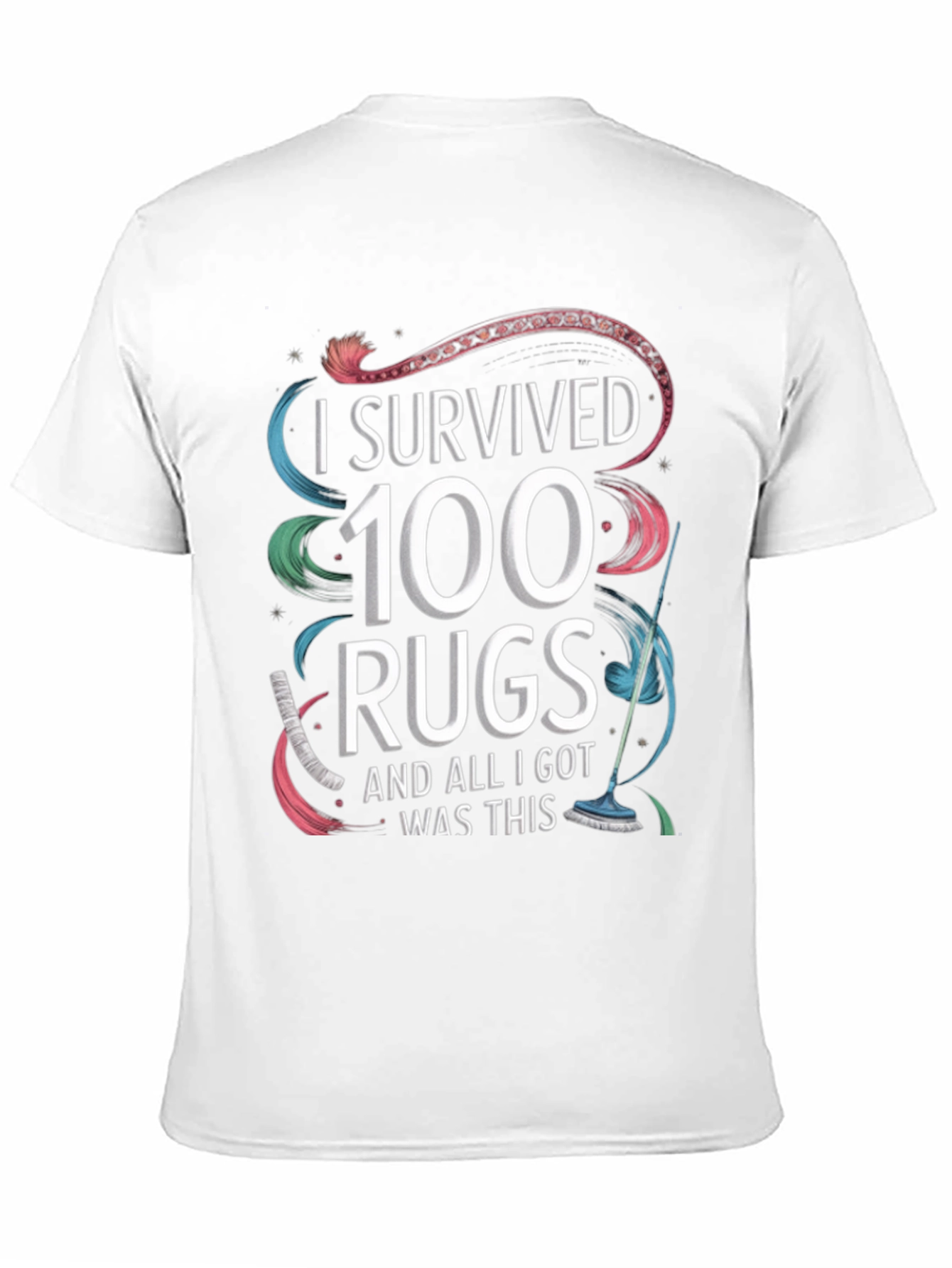 Black I Survived 100 Rugs T-Shirt Funny Cleaning Tee view 11